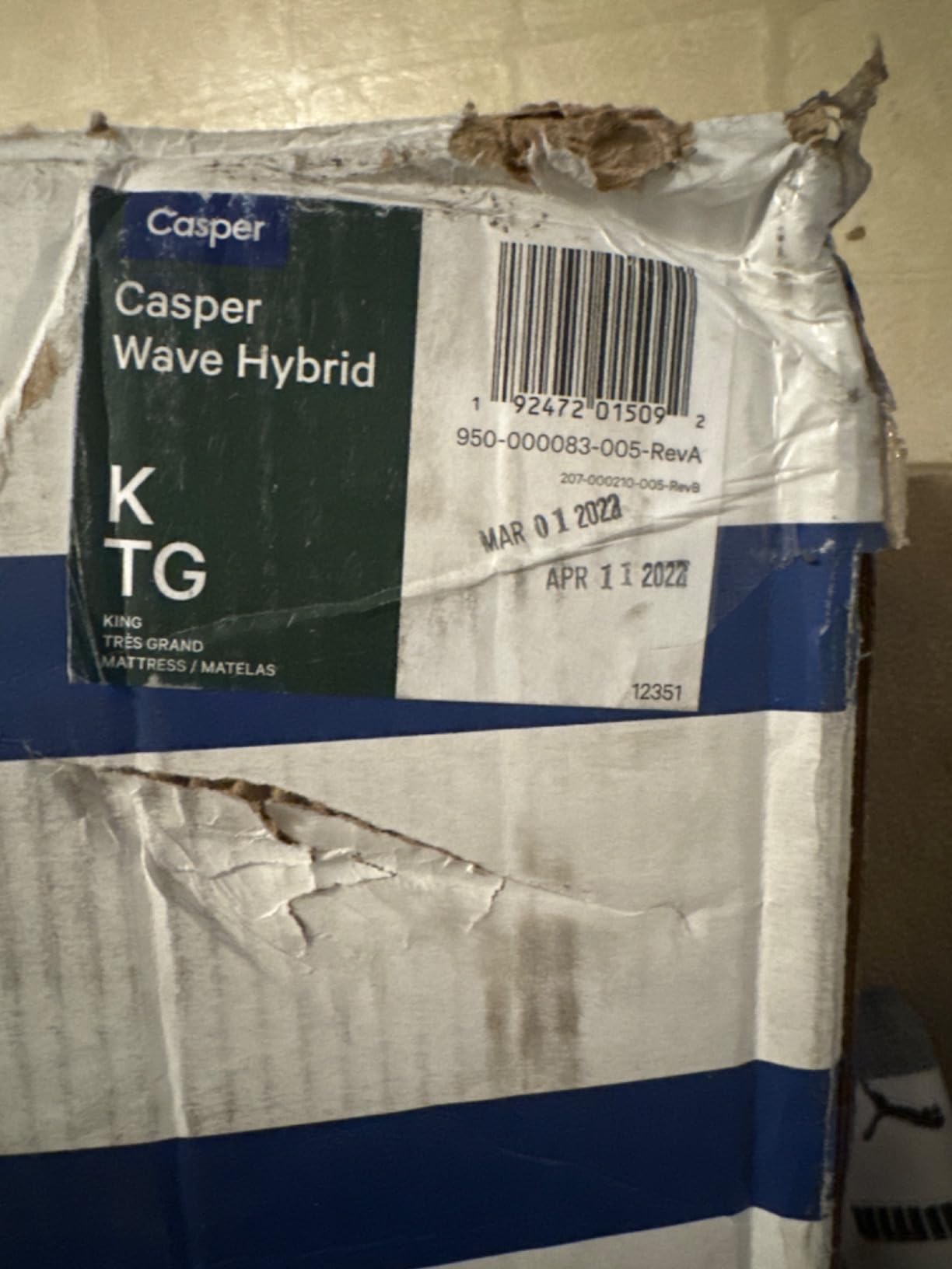 Casper Sleep Wave Hybrid Snow, Medium Firm, Memory Foam, Queen customer photo 1