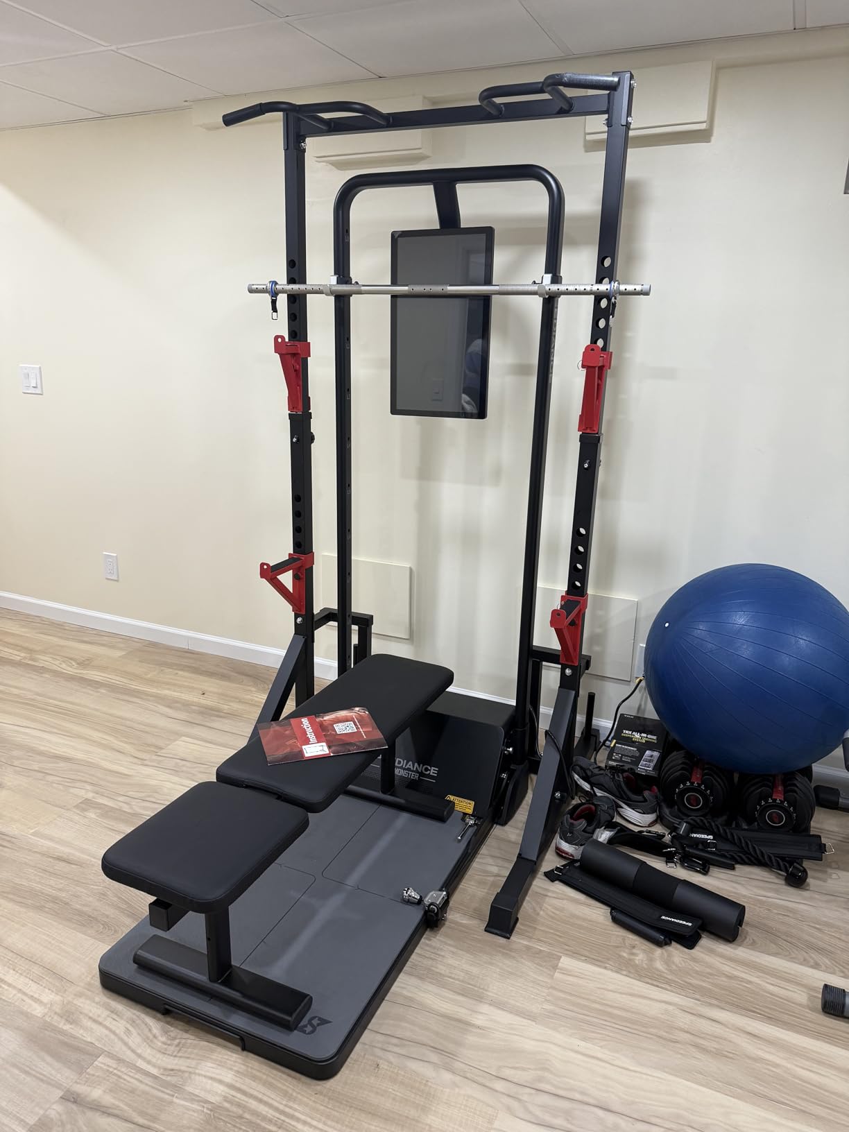 CANPA Multifunction Power Rack with Pull up Bar, Heavy Capacity and Adjustable Squat Stand Rack for Home Gym Equipment, Power Rack Cage customer photo 2