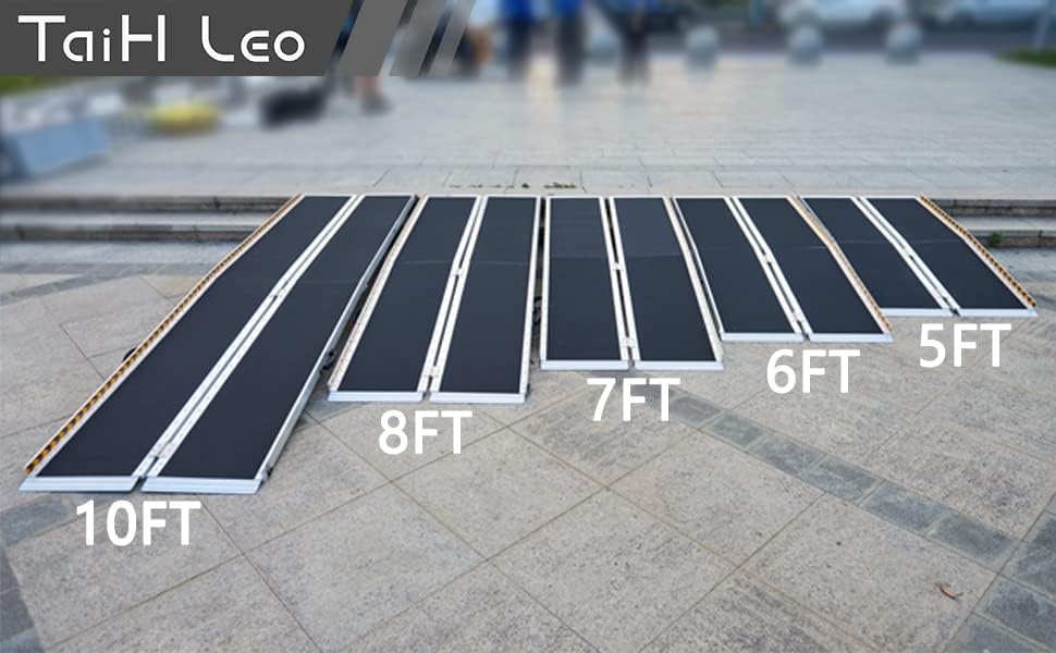 8 Feet Wheelchair Ramp, Non-Slip Aluminum Folded Handicap Ramp with Support Legs, Safer Door Threshold Wheelchair Ramps for Home, Wheel Chair Ramp for Home Steps, Stairs, Entry, Doorways customer photo 1
