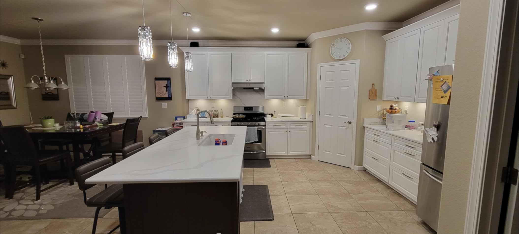 LMQNINE Pendant Lights Modern Gold Pendant Light Mini Crystal Chandelier Pendant Lighting for Kitchen Island Dinning Room Bedroom Kitchen Sink Lighting (Gold 3-Pack) customer photo 2