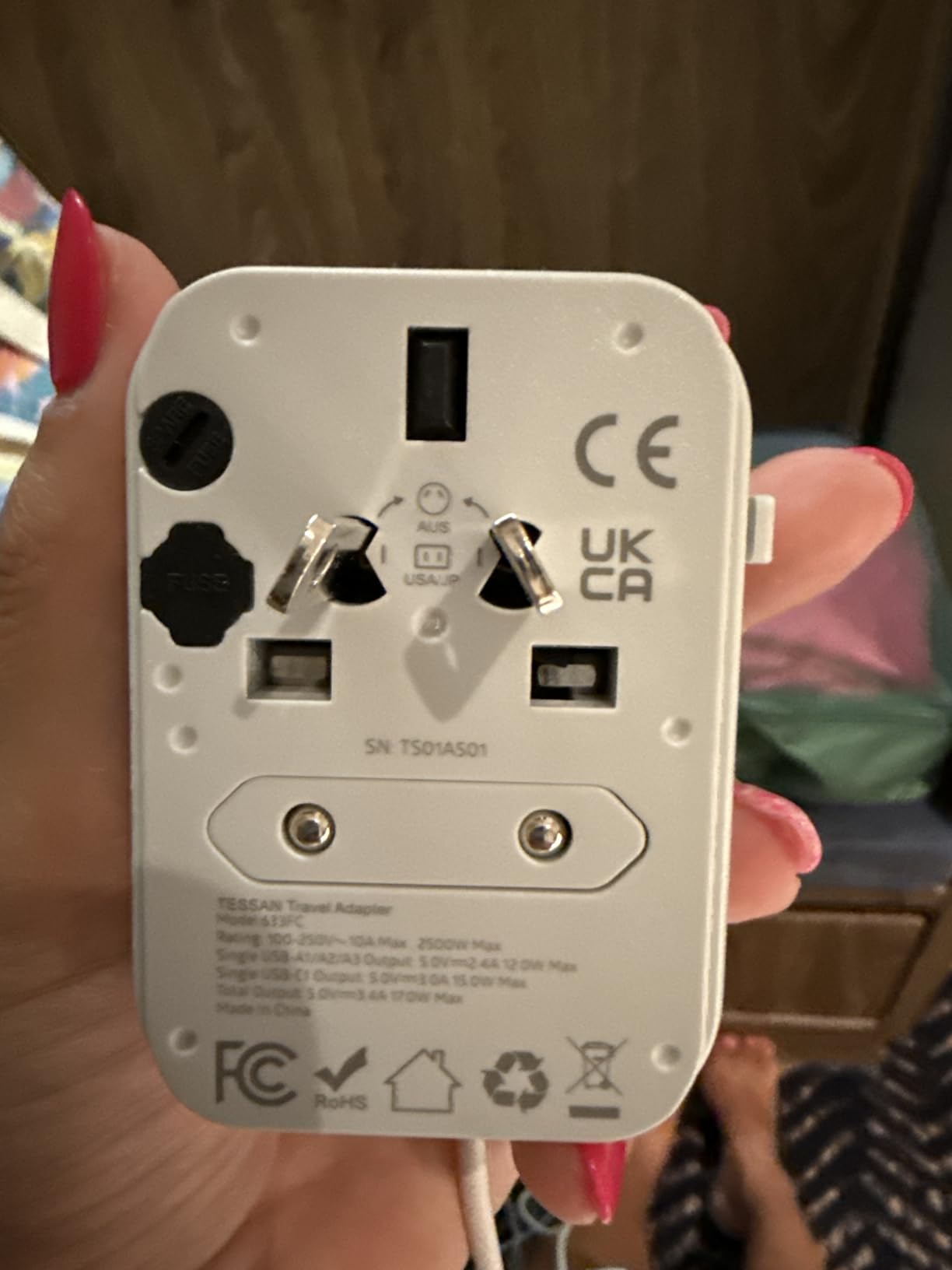 TESSAN Universal Travel Adapter, International Power Adapter with 2 USB C 2 USB A Ports, Travel Plug Adaptor Worldwide for US to Europe UK Italy Ireland Australia France Germany (Type C G A I) customer photo 1