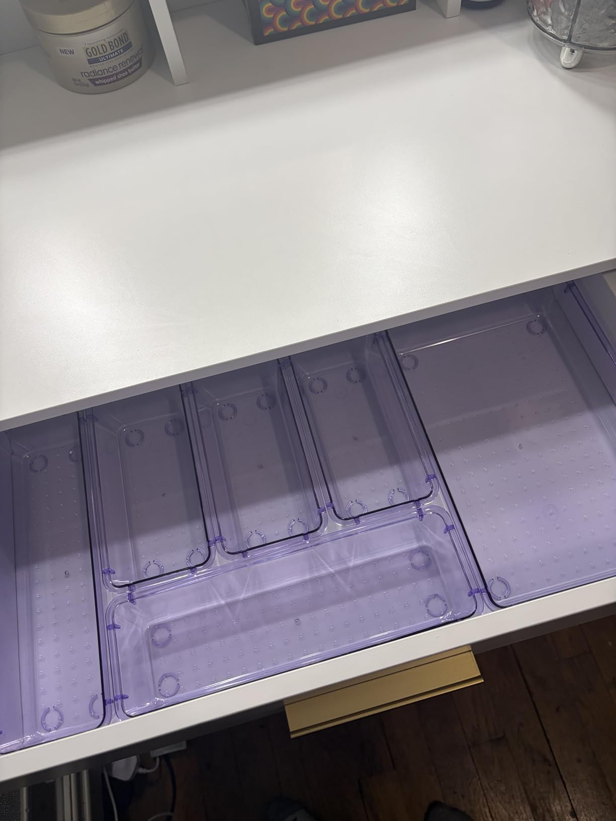 WOWBOX 25 PCS Clear Plastic Drawer Organizer Set, 4 Sizes Desk Drawer Divider Organizers and Storage Bins for Makeup, Jewelry, Gadgets for Kitchen, Bedroom, Bathroom, Office customer photo 2