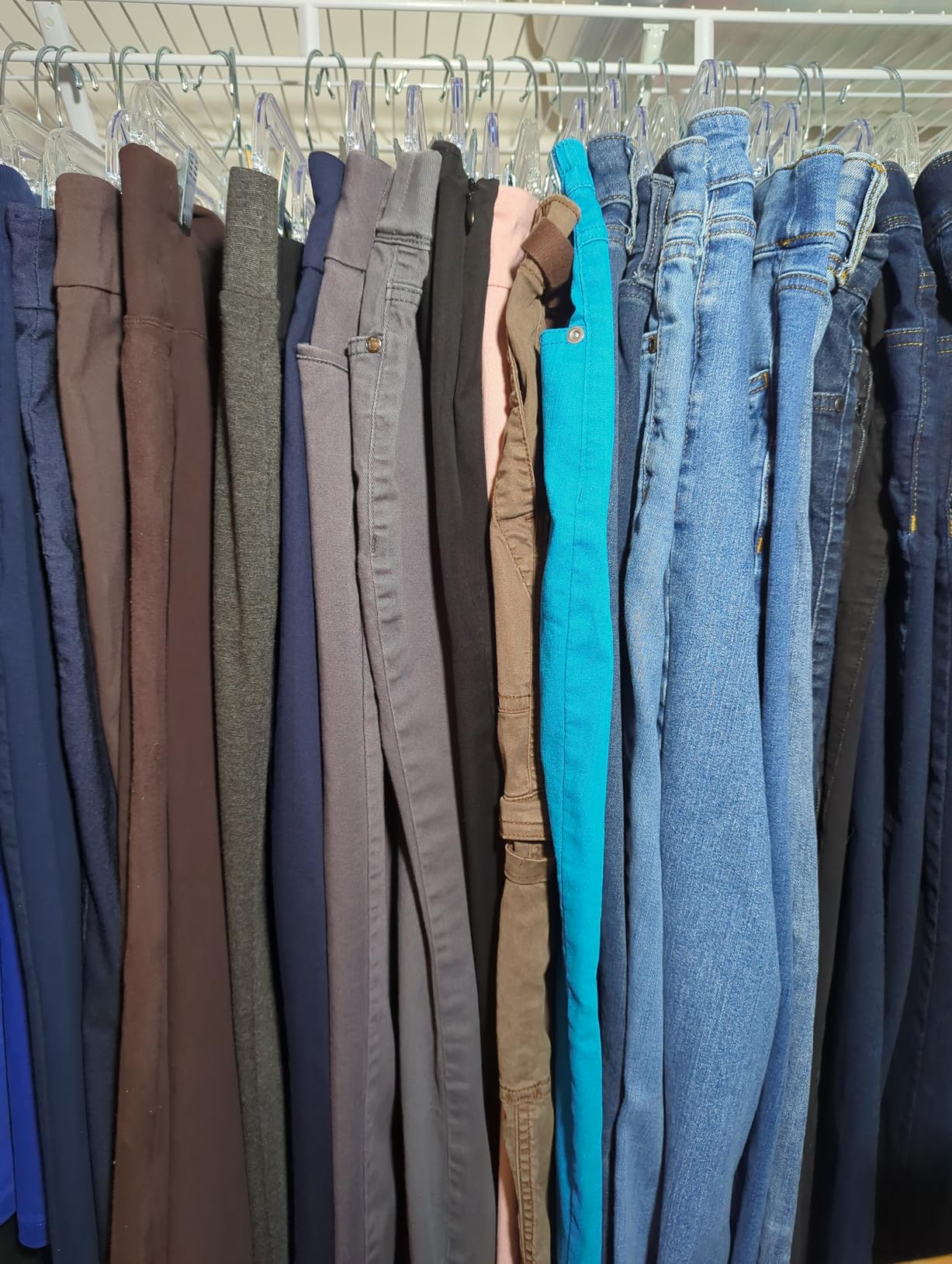 DEILSY™ Skirt Hanger Pants Hangers with Clips Hangers Shorts Hanger Clear Plastic Clothes Hangers with 2-Adjustable Clip Non-Slip Clothes Hangers Perfect for Pant, Pack of 12 customer photo 1