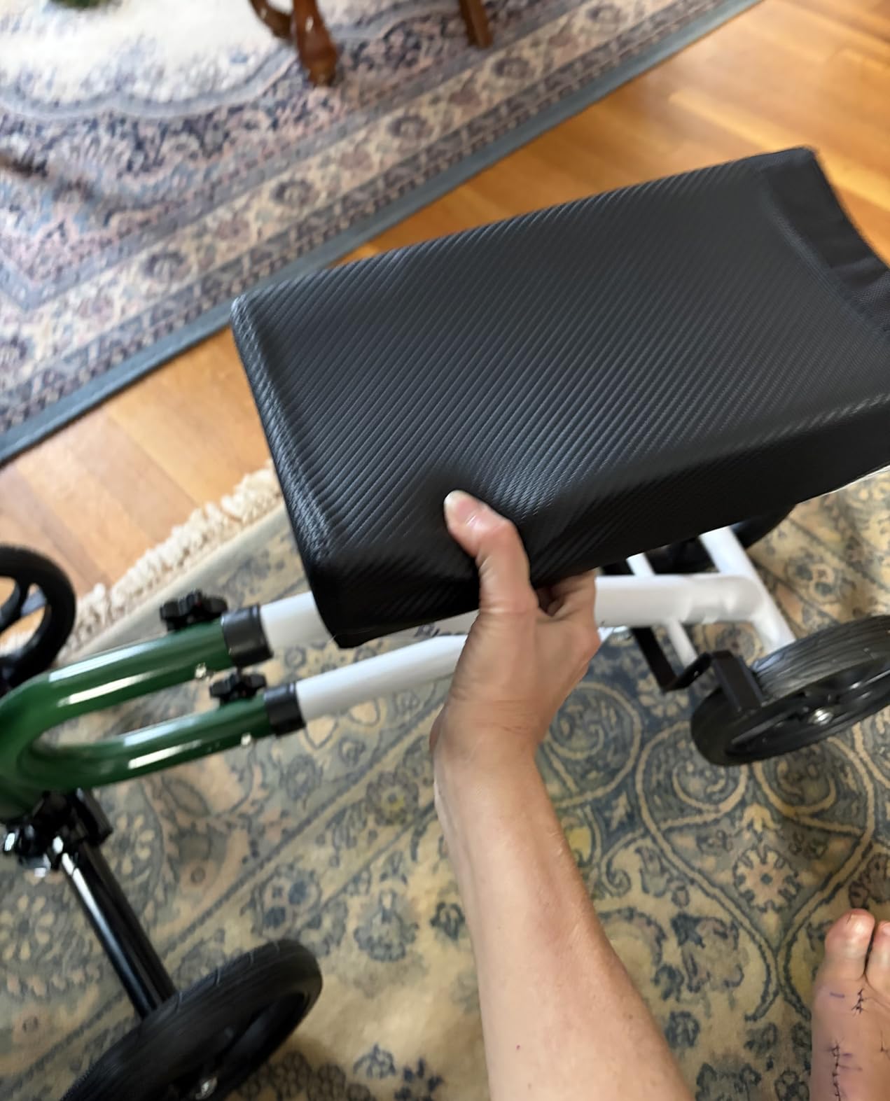 Economy Knee Scooter Steerable Knee Walker for Foot Injuries Compact Crutch Alternative with Dual Braking System (Black) customer photo 2