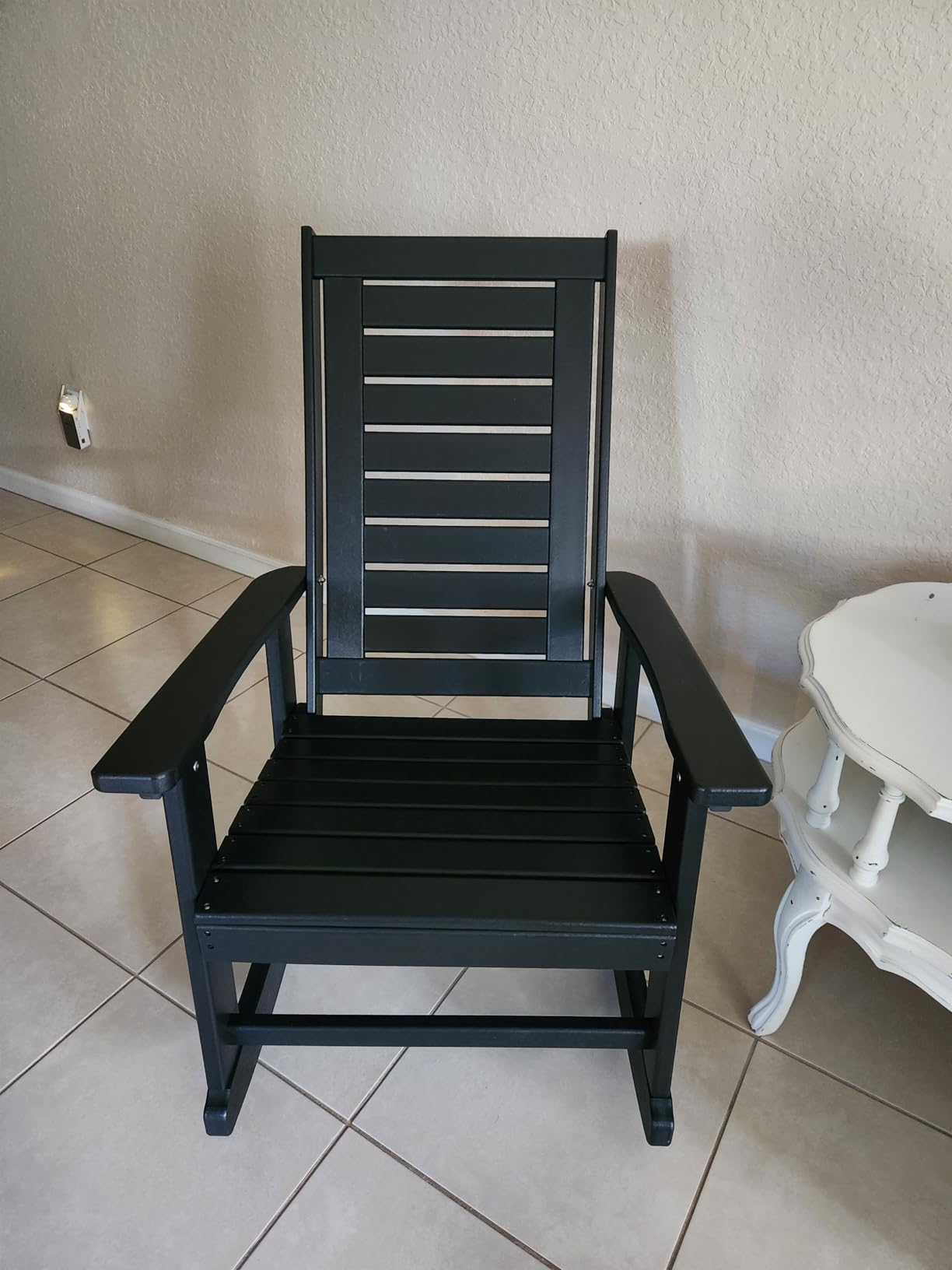 GREENVINES Outdoor Rocking Chairs | Set of 2 | Porch Rocker | HDPE Plastic | Black | Oversized Rockers | High Back | Big & Tall | Ladder Back | for Patio Outside Backyard Balcony customer photo 1