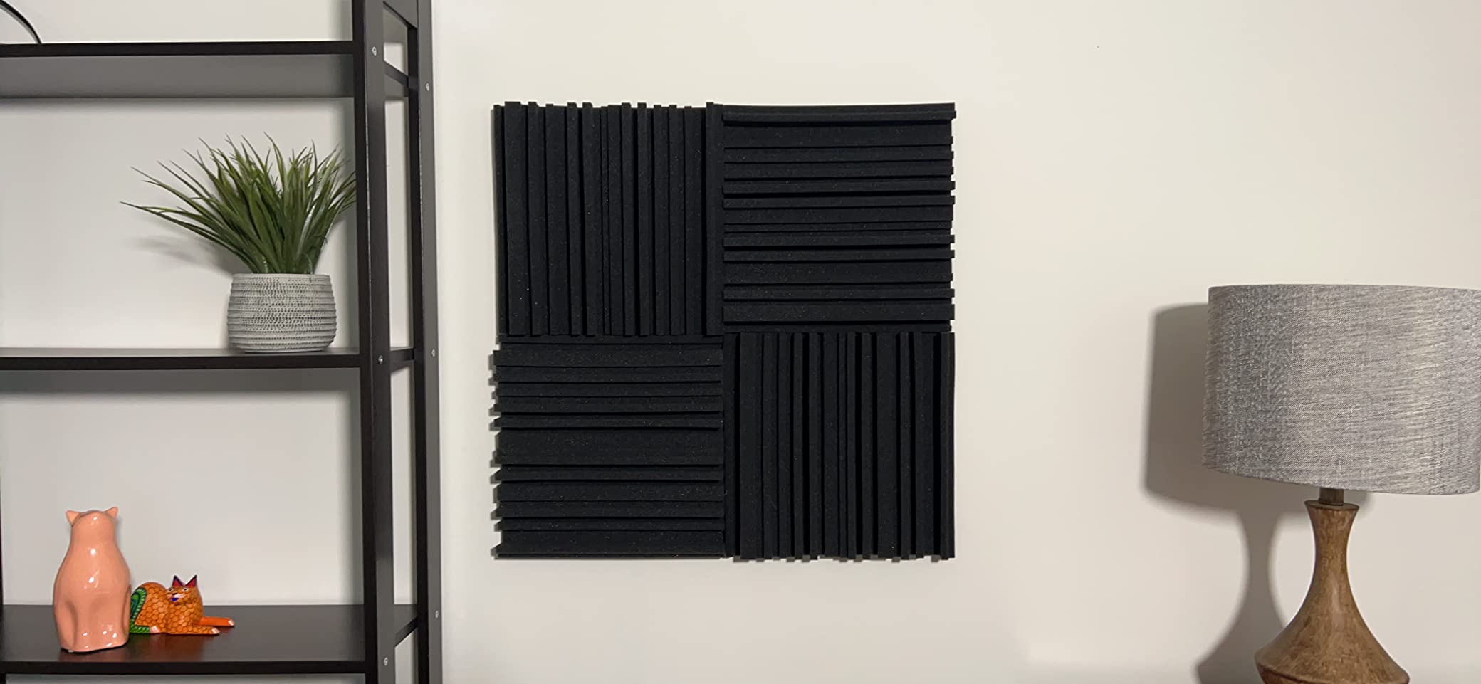 TroyStudio Thick Acoustic Foam Panels, 12 X 12 X 2 Inch 36 Pcs Broadband Sound Absorbing Foam, Dense Soundproof Padding Tile, Recording Studio Foam Absorber, Groove Decorative 3D Wall Ceiling Panel customer photo 1