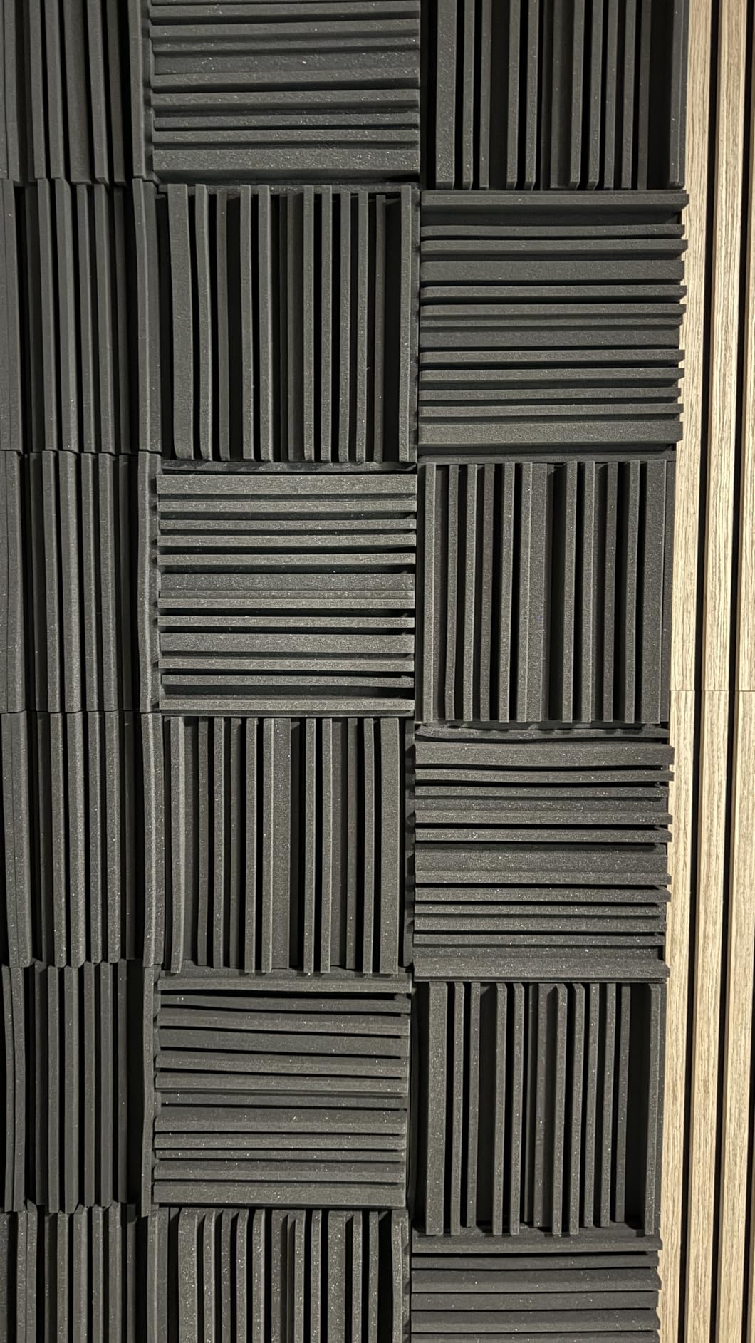 TroyStudio Thick Acoustic Foam Panels, 12 X 12 X 2 Inch 36 Pcs Broadband Sound Absorbing Foam, Dense Soundproof Padding Tile, Recording Studio Foam Absorber, Groove Decorative 3D Wall Ceiling Panel customer photo 2