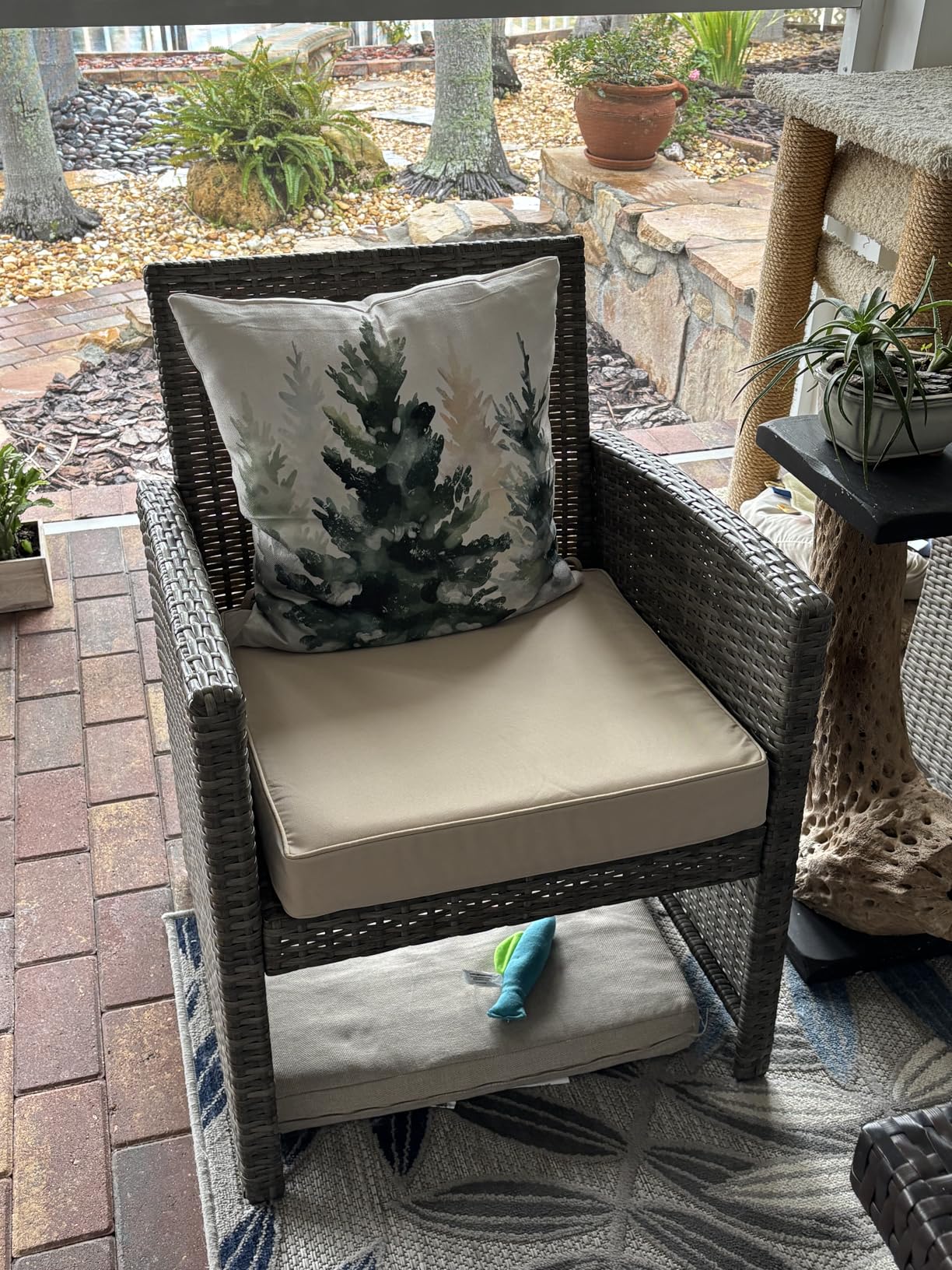 Favoyard Patio Chair Cushions 19 x 19 x 3 Inch Waterproof Outdoor Seat Cushions for Patio Furniture 3-Year Color Fastness Garden Sofa Couch Pads with Handle & Adjustable Straps Set of 2, Dark Grey customer photo 1