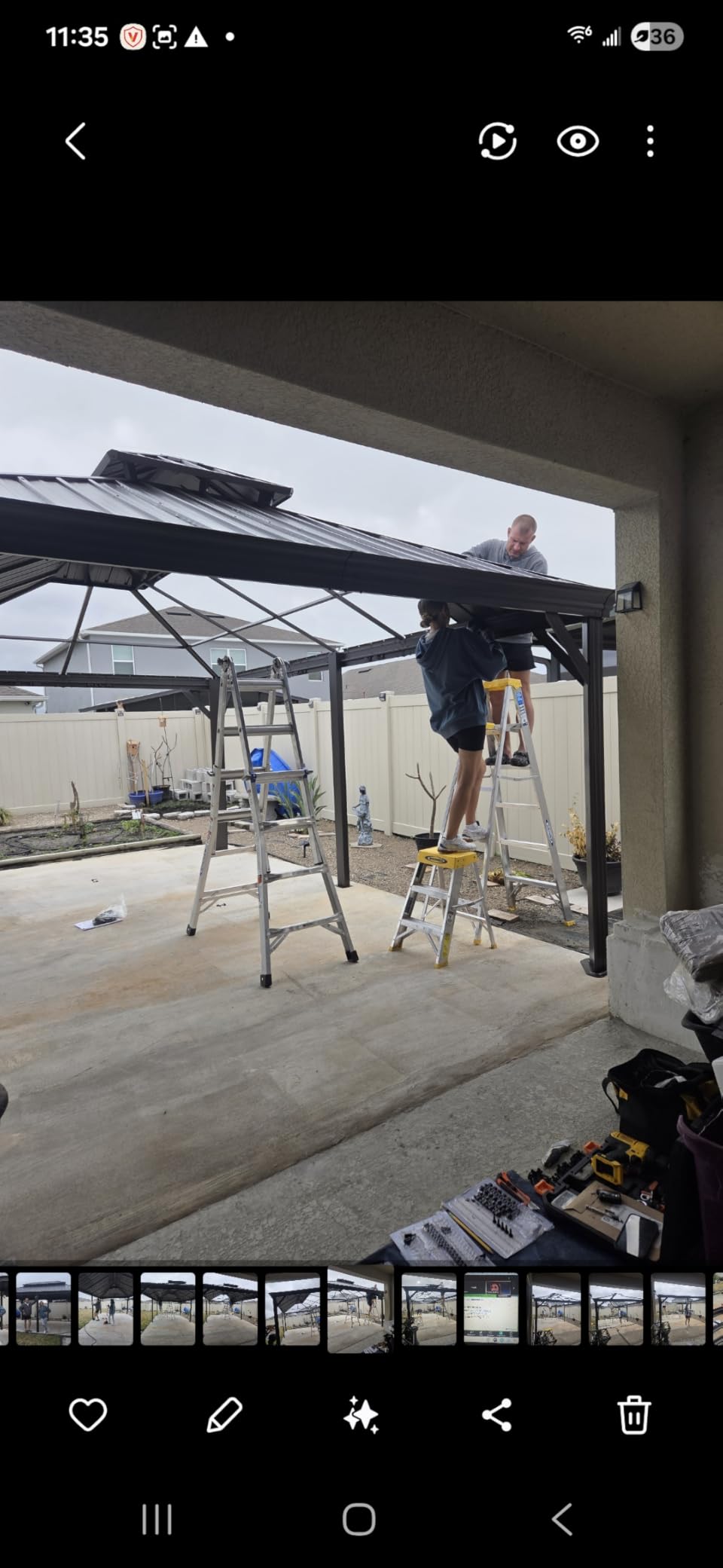 Kozyard Alexander Hardtop Aluminum Permanent Gazebo with a Mosquito Net and Privacy Sidewalls (Alexander 12'x14' Brown) customer photo 2