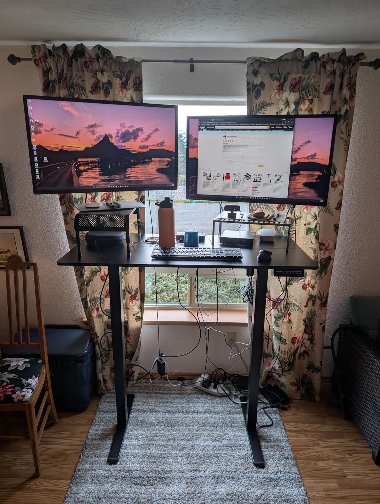 ErGear Height Adjustable Electric Standing Desk, 48 x 24 Inches Sit Stand up Desk, Memory Computer Home Office Desk with Two-Piece Desktop (Vintage Brown) customer photo 1