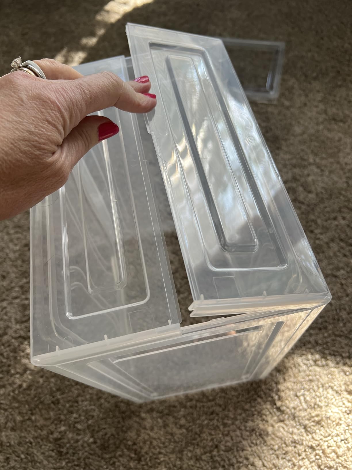 Thickened Clear Shoe Storage Organizer with Magnetic Door, Sturdy Stackable Shoe Boxes for Closet, Collapsible Space-Saving Shoe Rack for Sneakers & Boots, Plastic Shoe Cabinet Box Set, 6 Pack, White customer photo 2