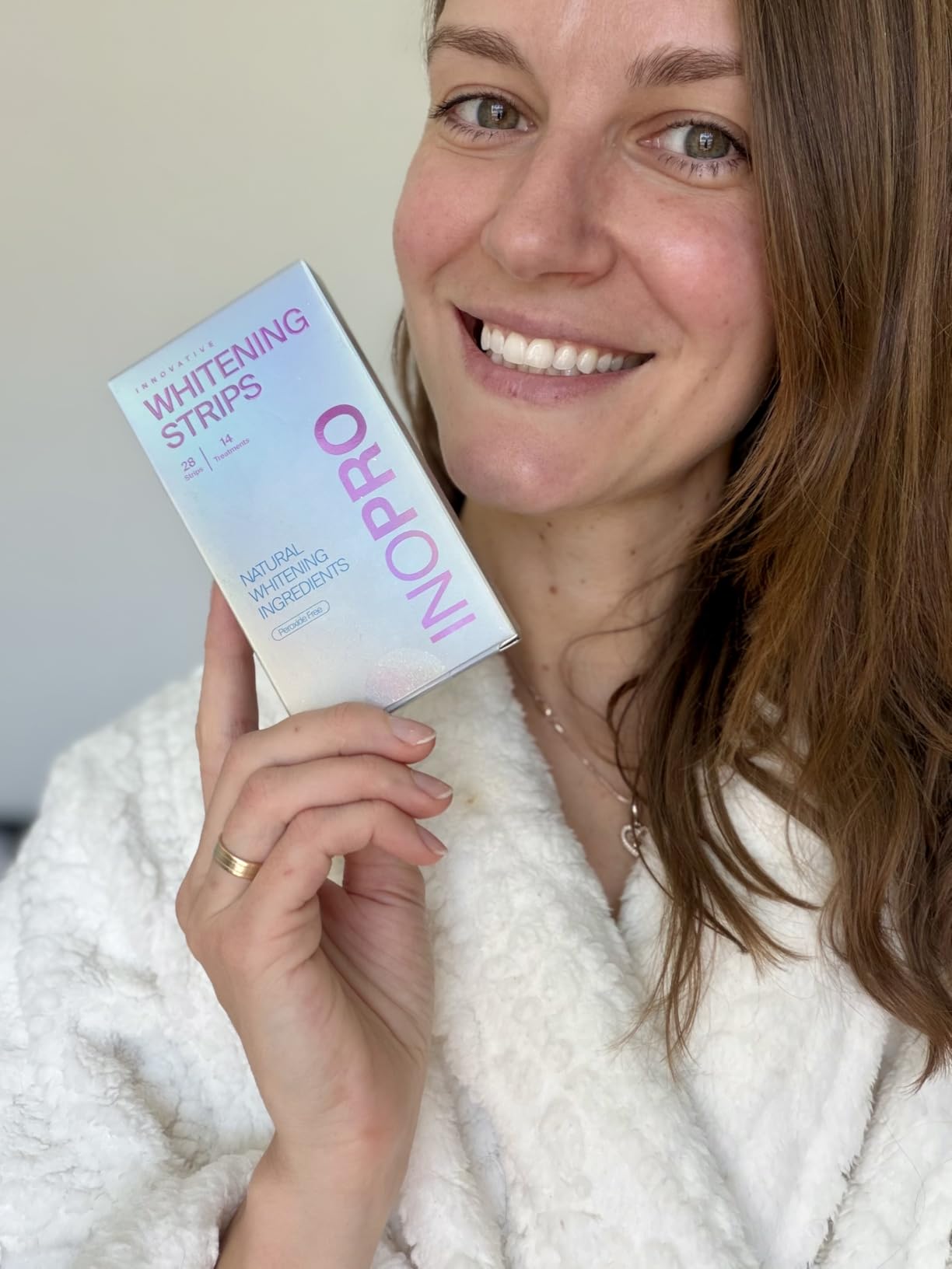 InoPro Teeth Whitening Strips 14 Treatments Kit - Peroxide-Free with Arbutin, Coconut Oil customer photo 1