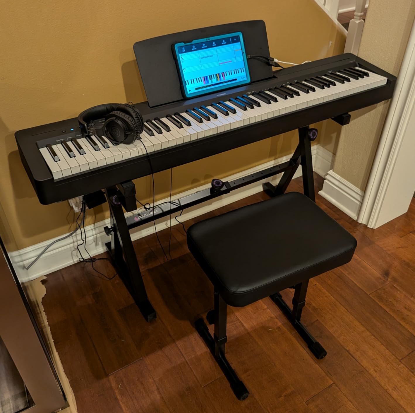 Liquid Stands Portable Heavy Duty Digital Piano Stand & Bench Set - Adjustable Keyboard Music Stand & Seat for 54-88 Key Electric Pianos customer photo 1