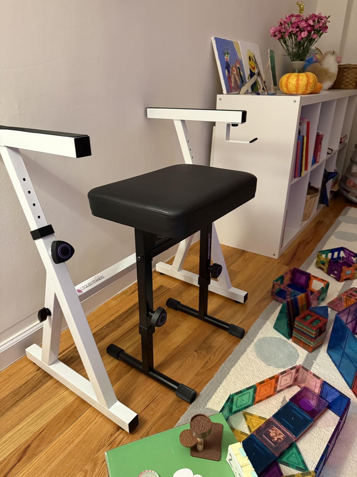 Liquid Stands Portable Heavy Duty Digital Piano Stand & Bench Set - Adjustable Keyboard Music Stand & Seat for 54-88 Key Electric Pianos customer photo 2