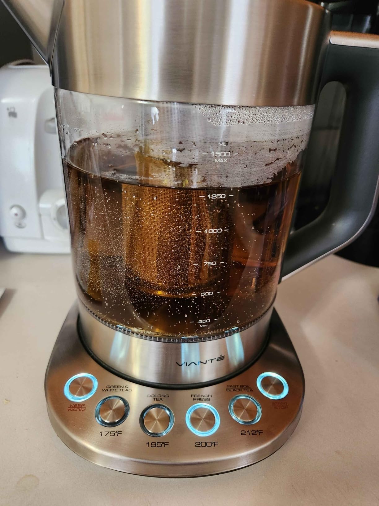 Vianté Luxury Tea Set. Electric Kettle with Infuser for Loose Leaf And Ceramic Serving Set. Teapot and Cup Set with Wooden Tray. Excellent Gift Idea For Tea Lovers. customer photo 2