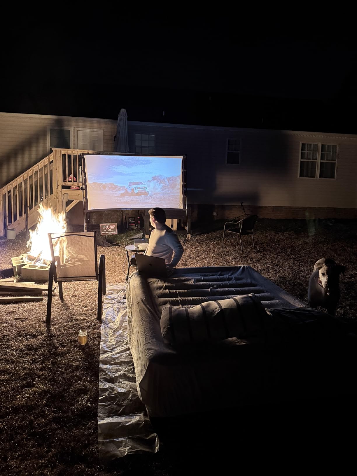 TOWOND Projector Screen with Stand, 100 inch Outdoor Projector Screen Portable Indoor Projection Screen 16:9 4K Rear Front Movie Screen with Carry Bag for Home Backyard Theater customer photo 1