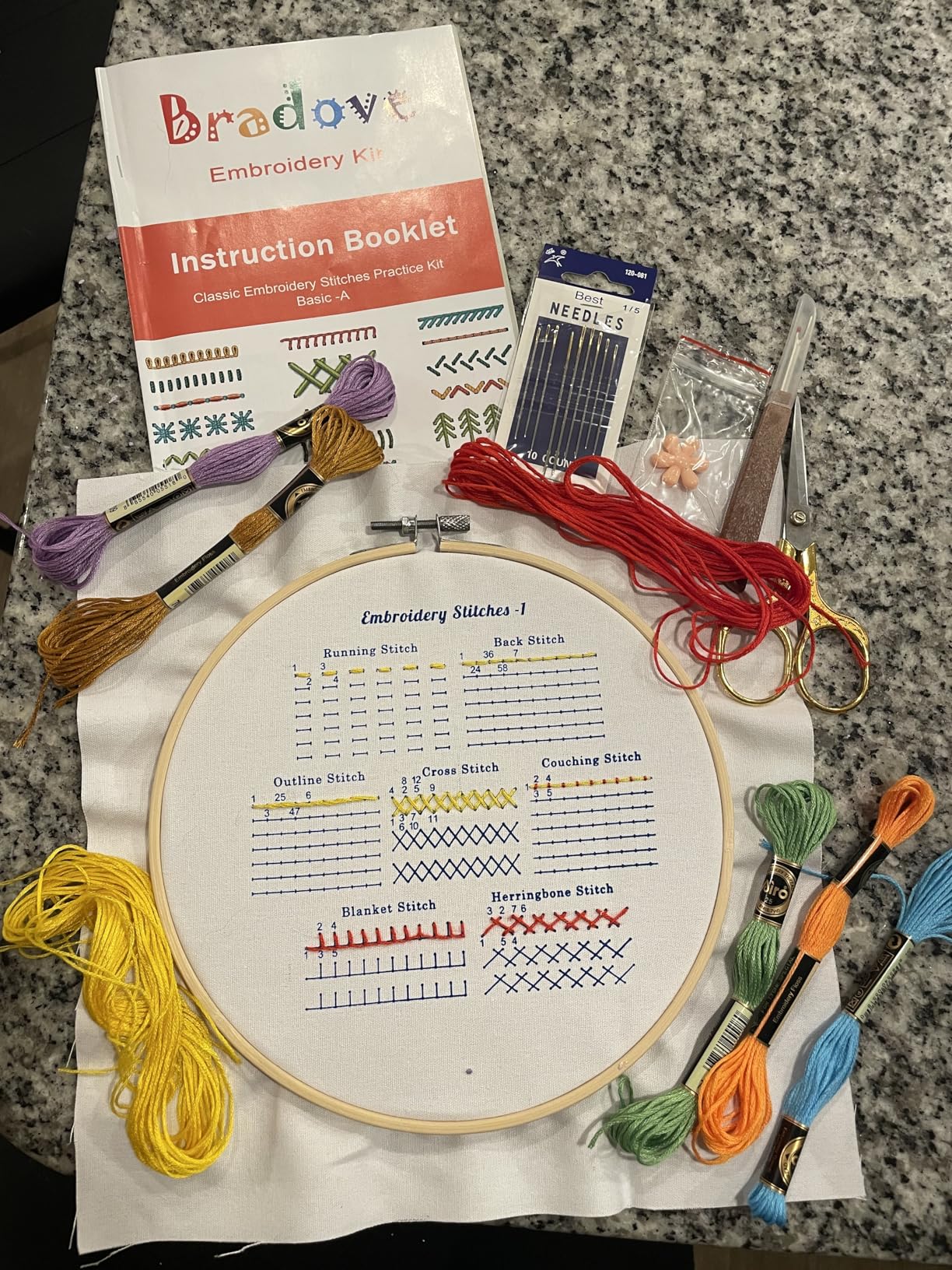 Bradove Classic Embroidery Stitches Practice Kit, Embroidery Kit for Beginners, Beginner Embroidery Kit for Adults, Hand Embroidery Kit for Kids, Stitches Kit customer photo 2