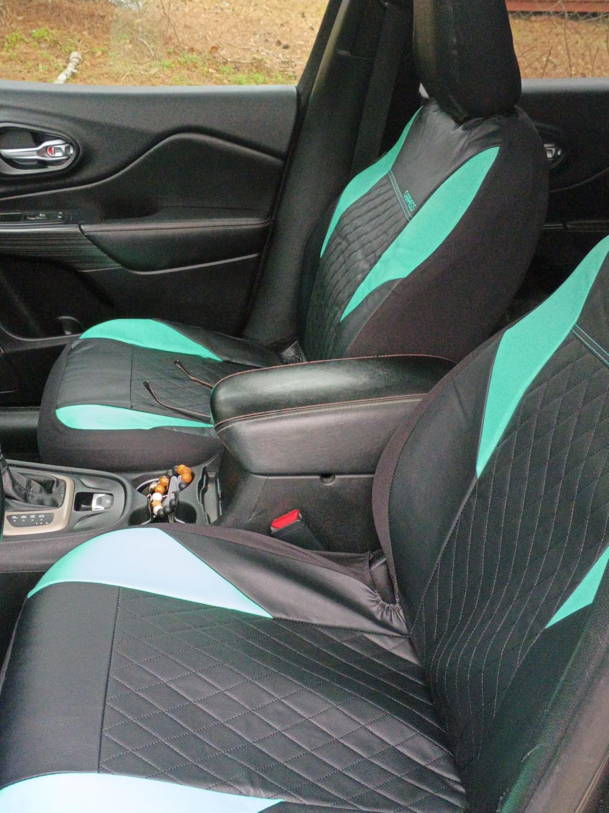 CAR PASS Quilting Leather Seat Covers Full Set,Universal Waterproof Deluxe PU Premium Car Seat Cover with 5mm Composite Sponge Inside,Airbag Compatible,Front and Rear Seat Cover for Sedan SUV Van,Gray customer photo 1