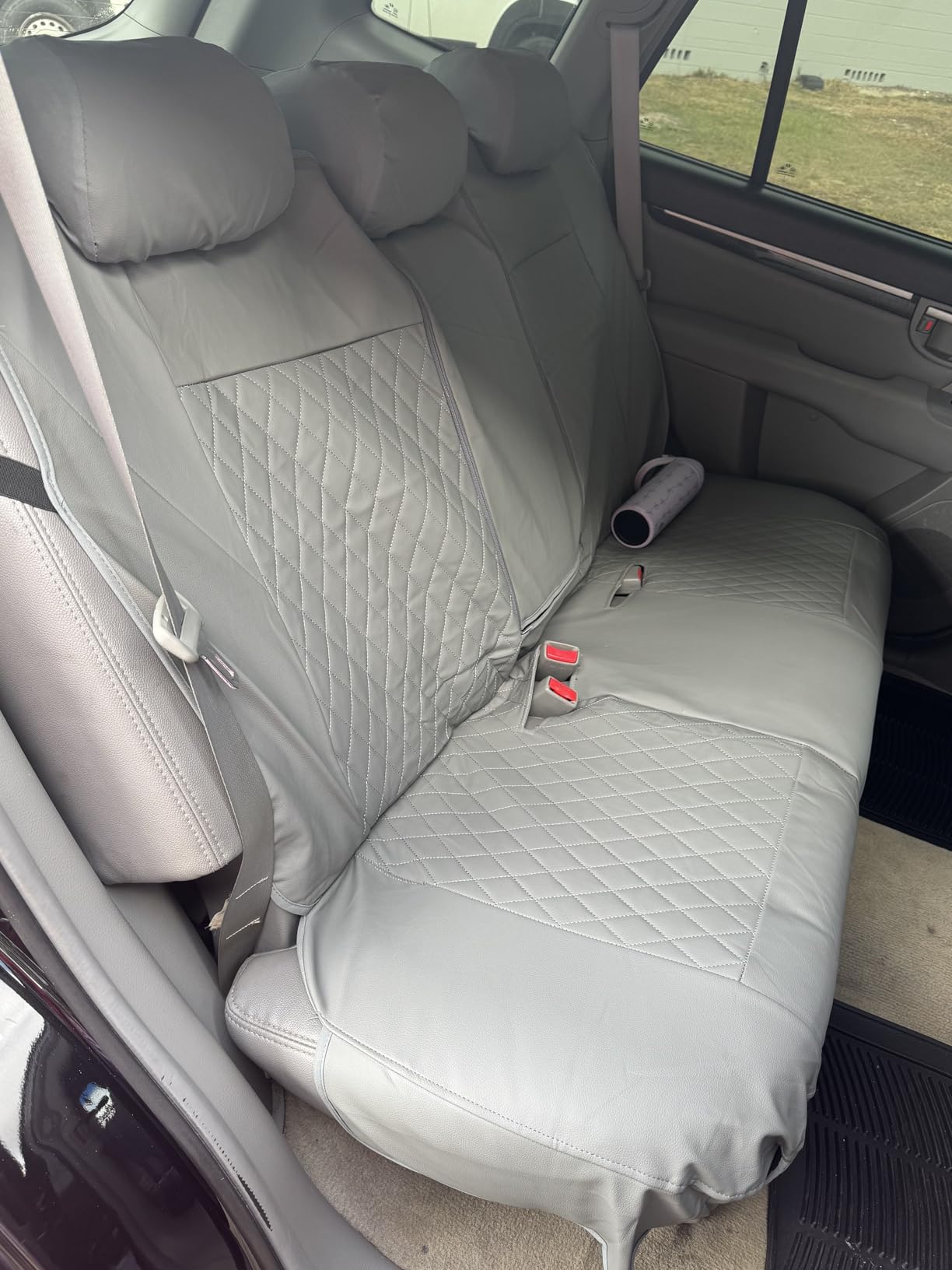 CAR PASS Quilting Leather Seat Covers Full Set,Universal Waterproof Deluxe PU Premium Car Seat Cover with 5mm Composite Sponge Inside,Airbag Compatible,Front and Rear Seat Cover for Sedan SUV Van,Gray customer photo 2