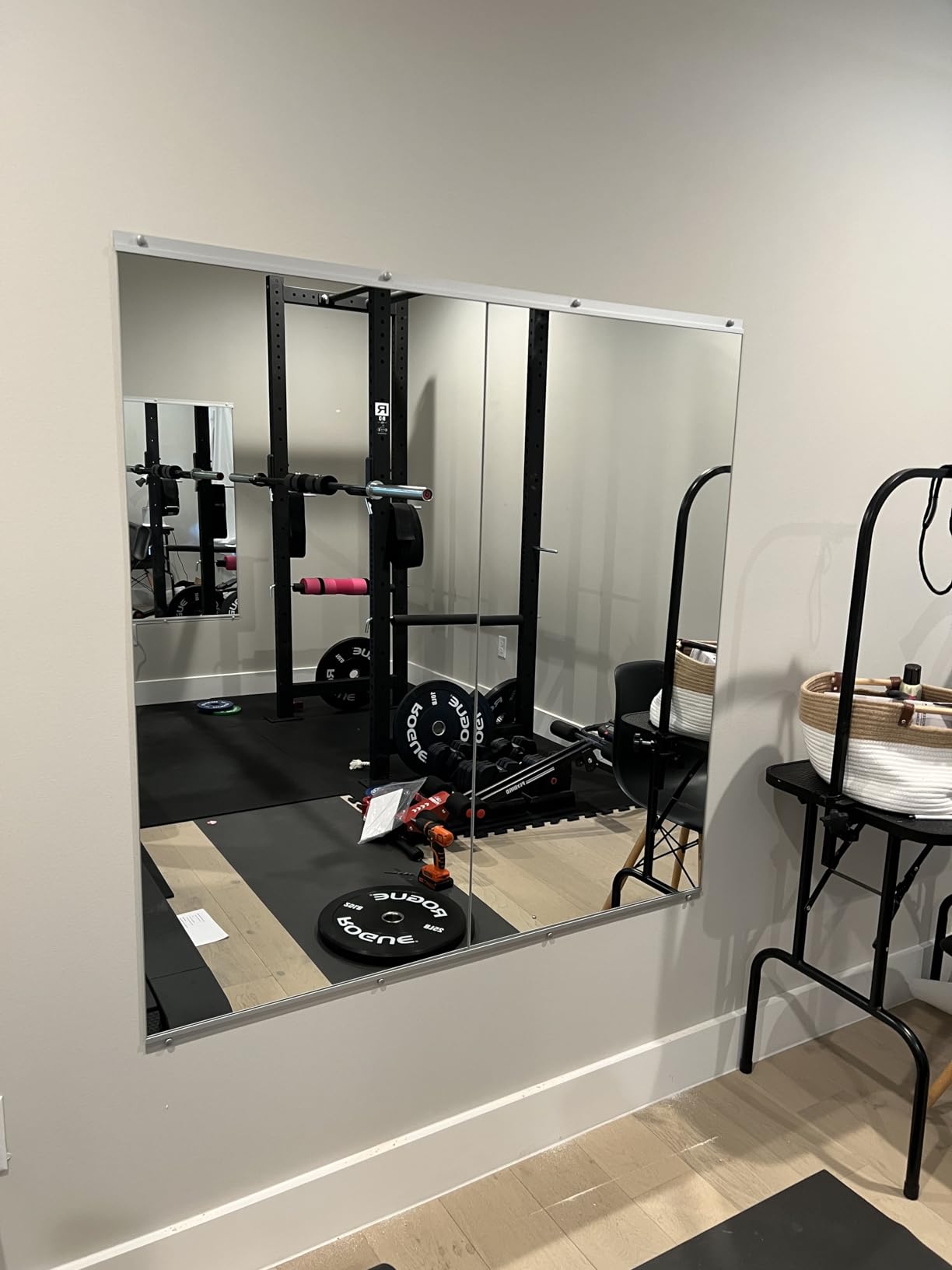 Delma Home Gym Mirror,48''x24''x2PCS Silver,Large Full Body Tempered Glass Frameless, Wall-Mounted for Gym, Yoga, Garage, Bedroom, Bathroom customer photo 2