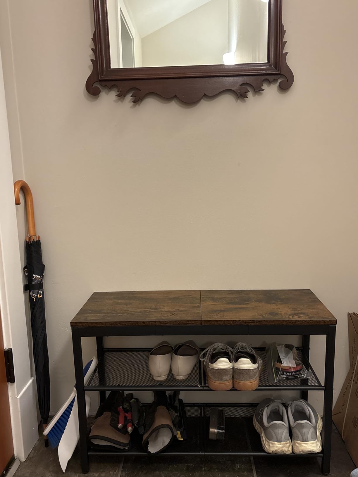 HOOBRO Shoe Bench, 3-Tier Shoe Rack, Industrial Shoe Organizer Storage Bench, 29.5 inches Entry Bench with Mesh Shelves customer photo 2