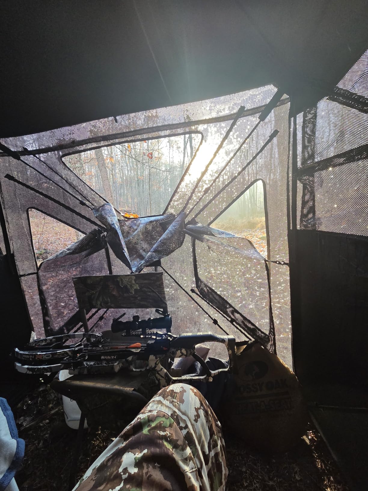 TIDEWE Hunting Blind 270°Full See Through with Windproof Curtain, Silent Magnetic Door & Sliding Windows, 2-3 Person Pop Up Ground Blind with Carrying Bag customer photo 1