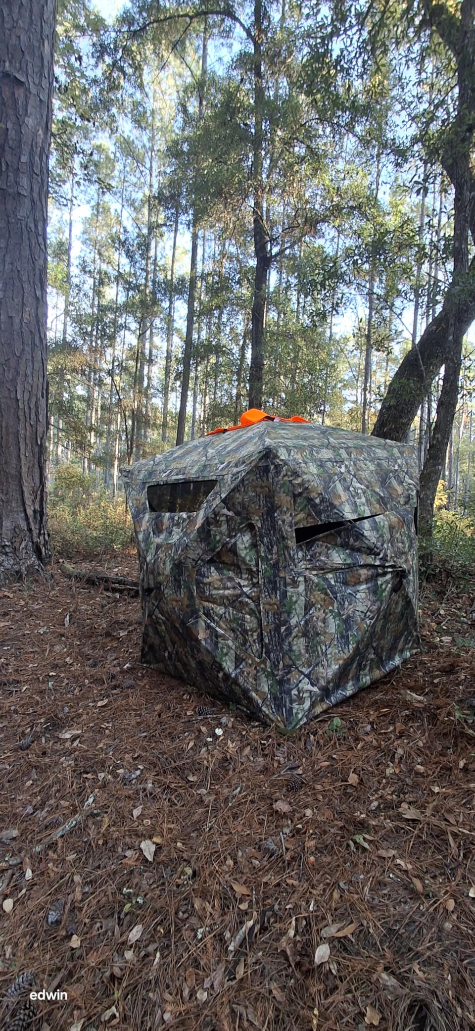 TIDEWE Hunting Blind 270°Full See Through with Windproof Curtain, Silent Magnetic Door & Sliding Windows, 2-3 Person Pop Up Ground Blind with Carrying Bag customer photo 2