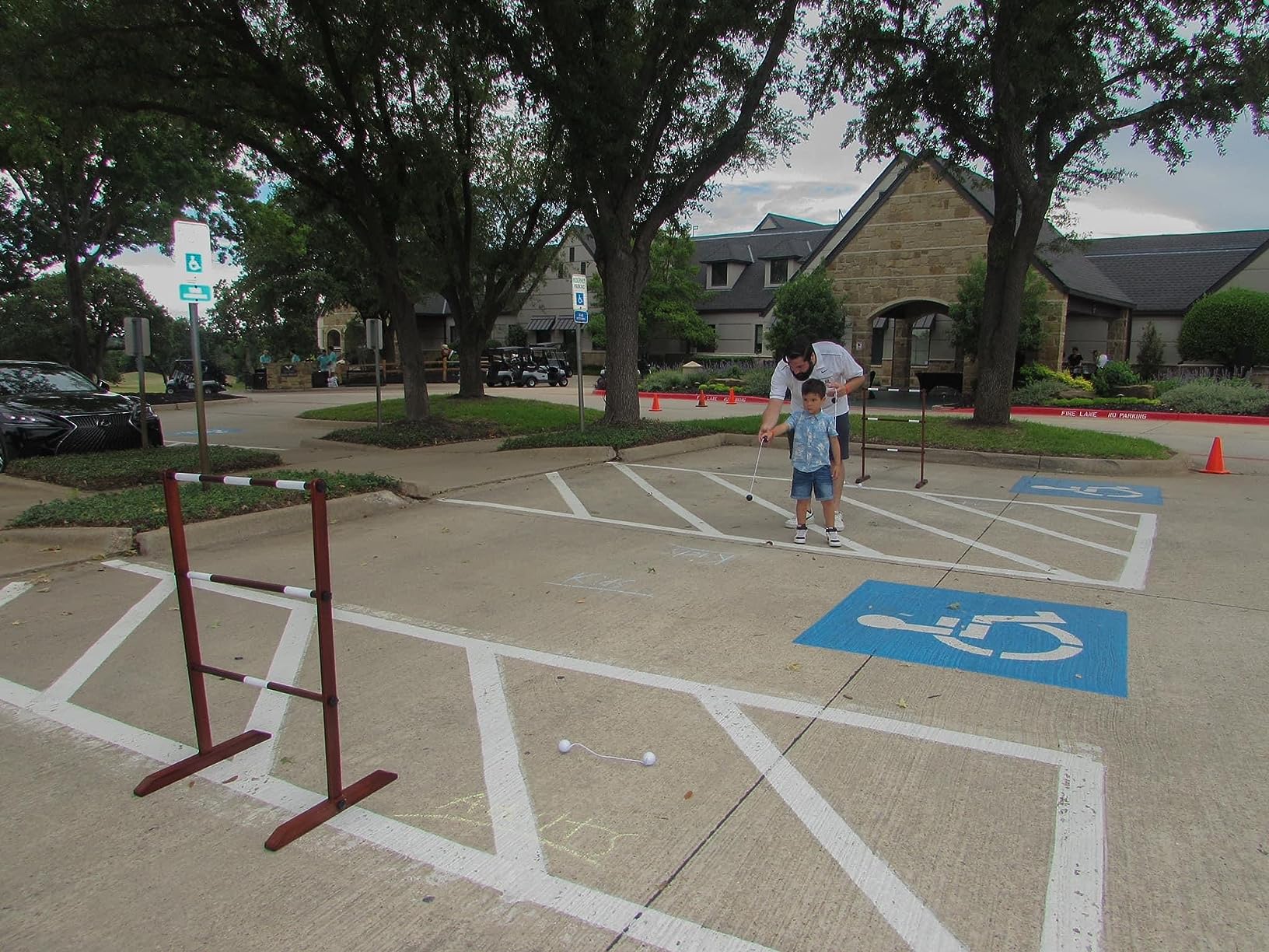 SWOOC Games - Premium Wooden Ladder Ball Game Set (Weather Resistant) - with 10+ Games & Carrying Case - Easy, No Tool Set Up - Premium Ladder Toss Outdoor Game - Backyard Ball Toss Games customer photo 2