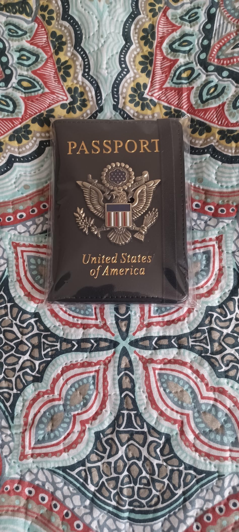 TOURSUIT RFID Blocking Passport Holder for Women Men, Leather Passport Travel Wallet with Metal 3D Metal Badge customer photo 1