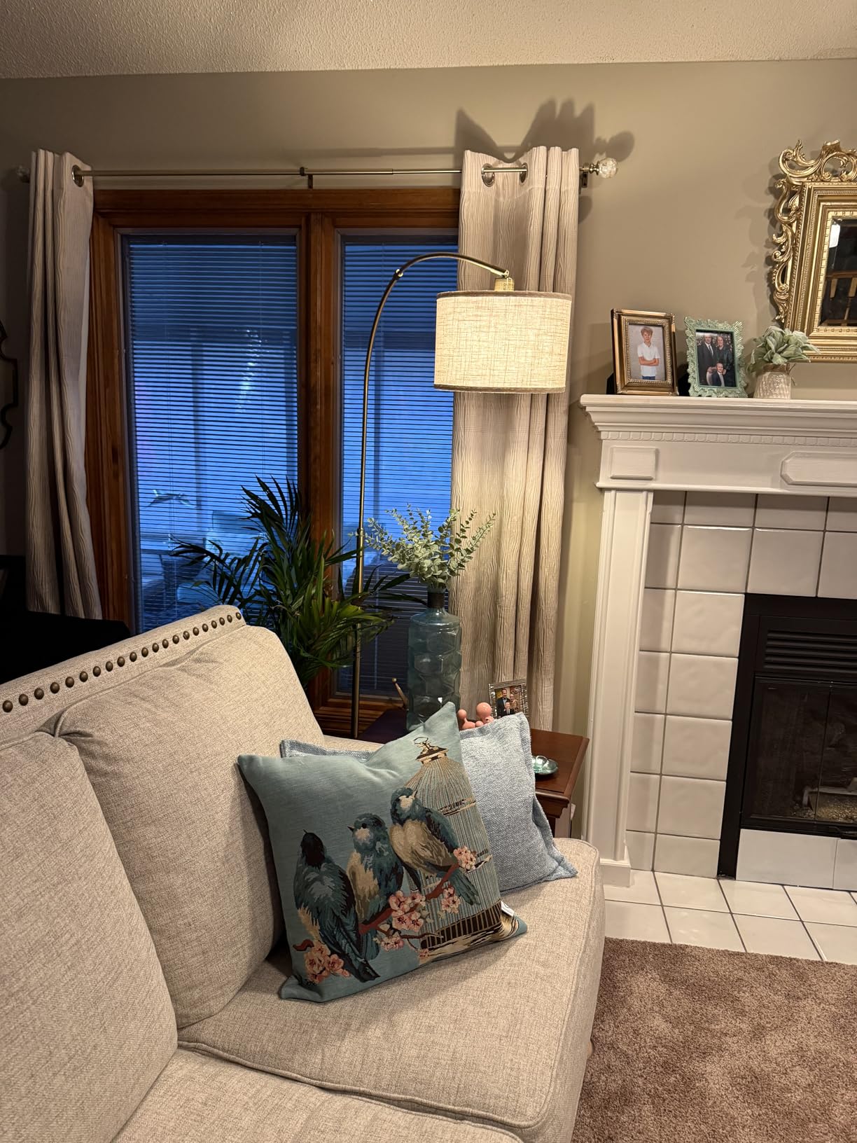 Seaside village Arc Floor Lamps for Living Room, Modern Standing Lamp with Adjustable Hanging Drum Shade, Tall Pole Lamp with Foot Switch, Over Couch Arched Reading Light for Bedroom, Office (Black) customer photo 2