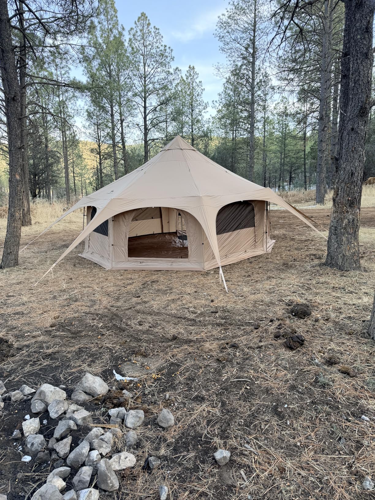 MC TOMOUNT Canvas Tent Bell Tent 16.4ft*9.2ft with Stove Jack for Glamping Family Camping Zipped Removable Floor customer photo 1