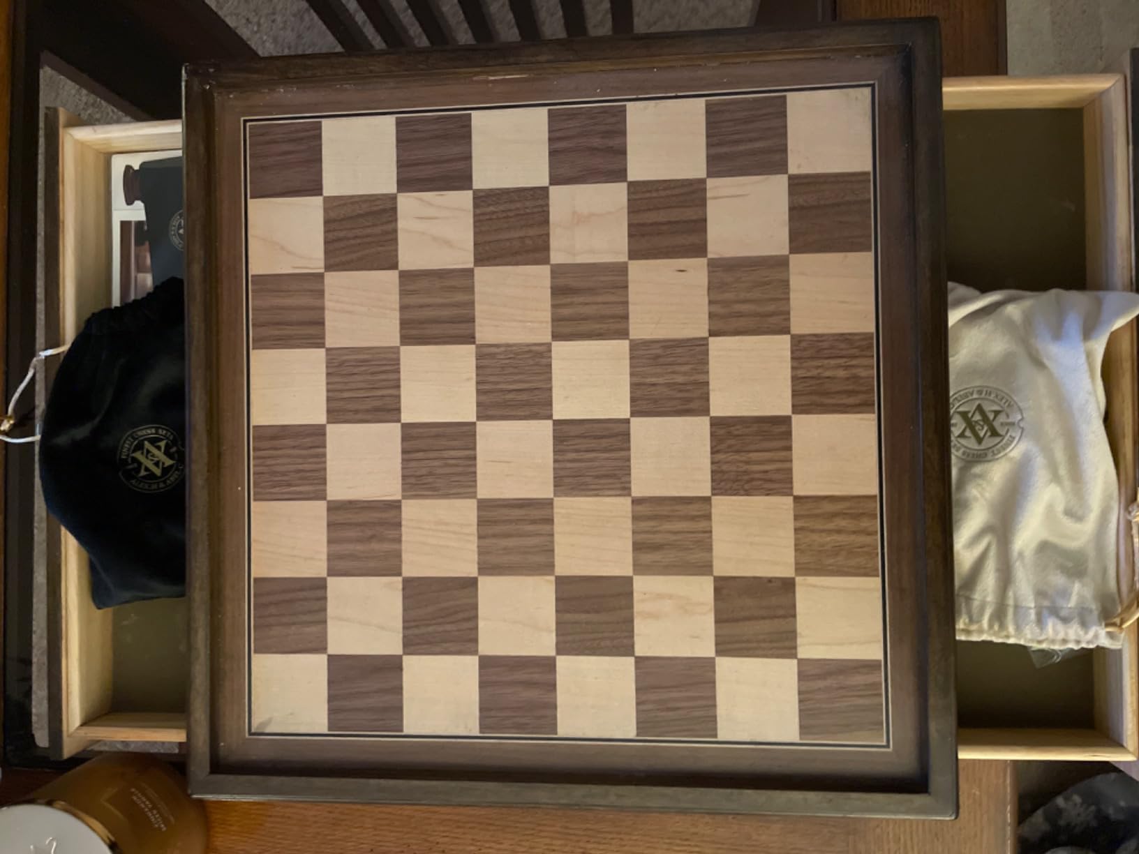 A&A 15 inch Walnut Wooden Chess Set with Storage Drawer, Triple Weighted Pieces, 3.0 inch King Height, Walnut & Maple Inlay, 2 Extra Queen, Classic 2 in 1 Chess and Checkers Board Game customer photo 2