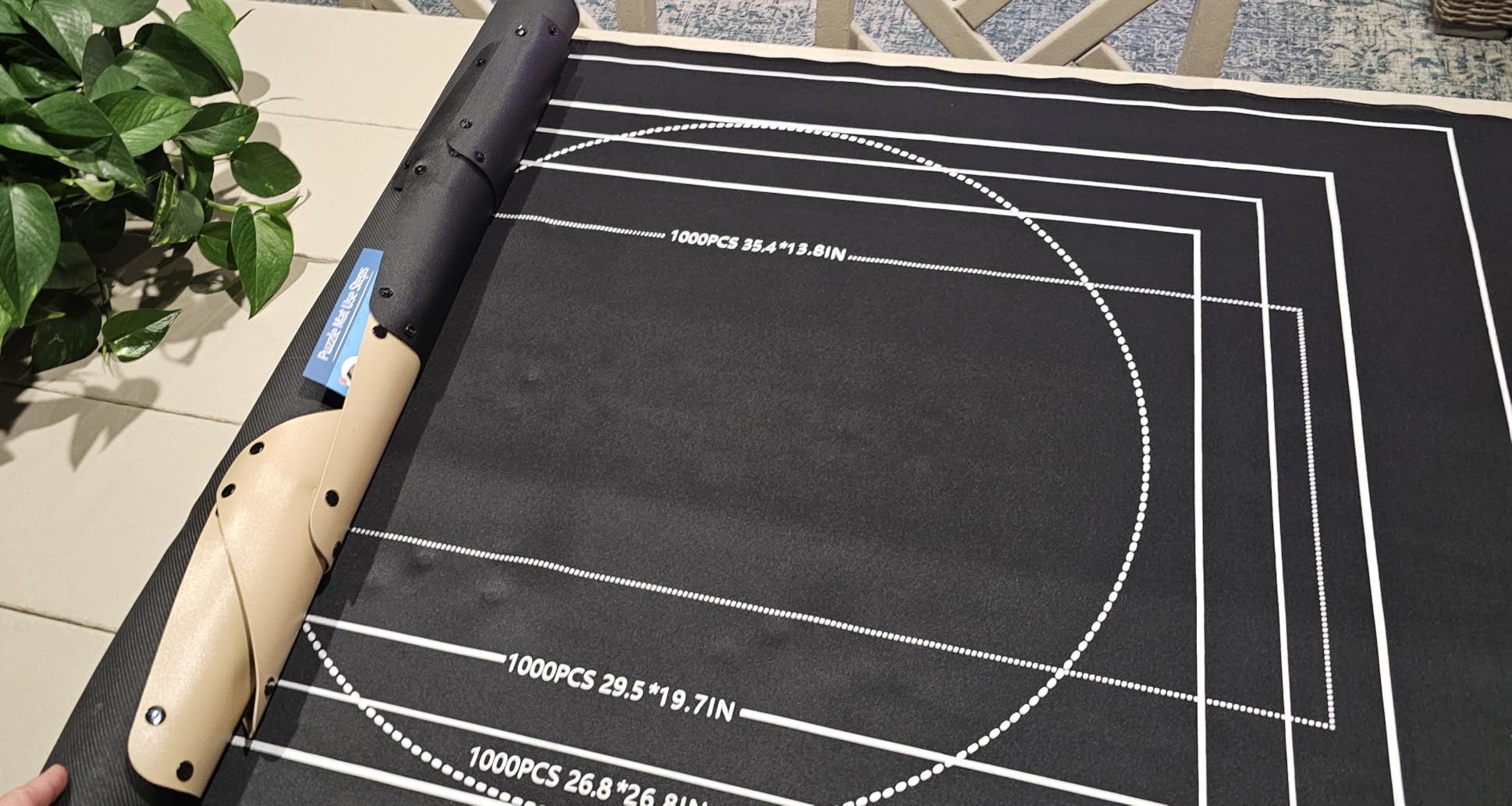 Jigsaw Puzzle Mat Roll Up, Portable Saver Pad 48 x 31 Up to 2000 Pieces, Puzzles Matt Rollup with Non-Slip Rubber Bottom & Smooth Top. (6 Puzzle Sorting Trays & 1 Storage Bag) customer photo 2