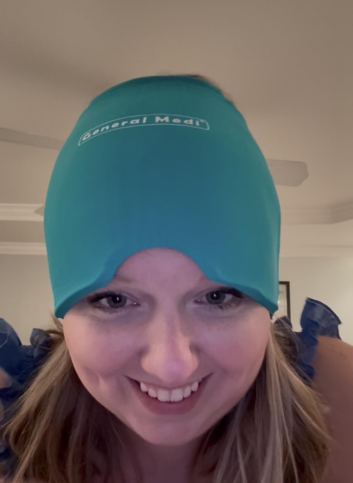 General Medi Headache & Migraine Ice Wrap Cap, Cold Therapy Migraine Relief Hat, Headache Ice Hat Cold Compress, Great for Puffy Eyes, Tension, Sinus & Stress Relief (Blue) customer photo 2