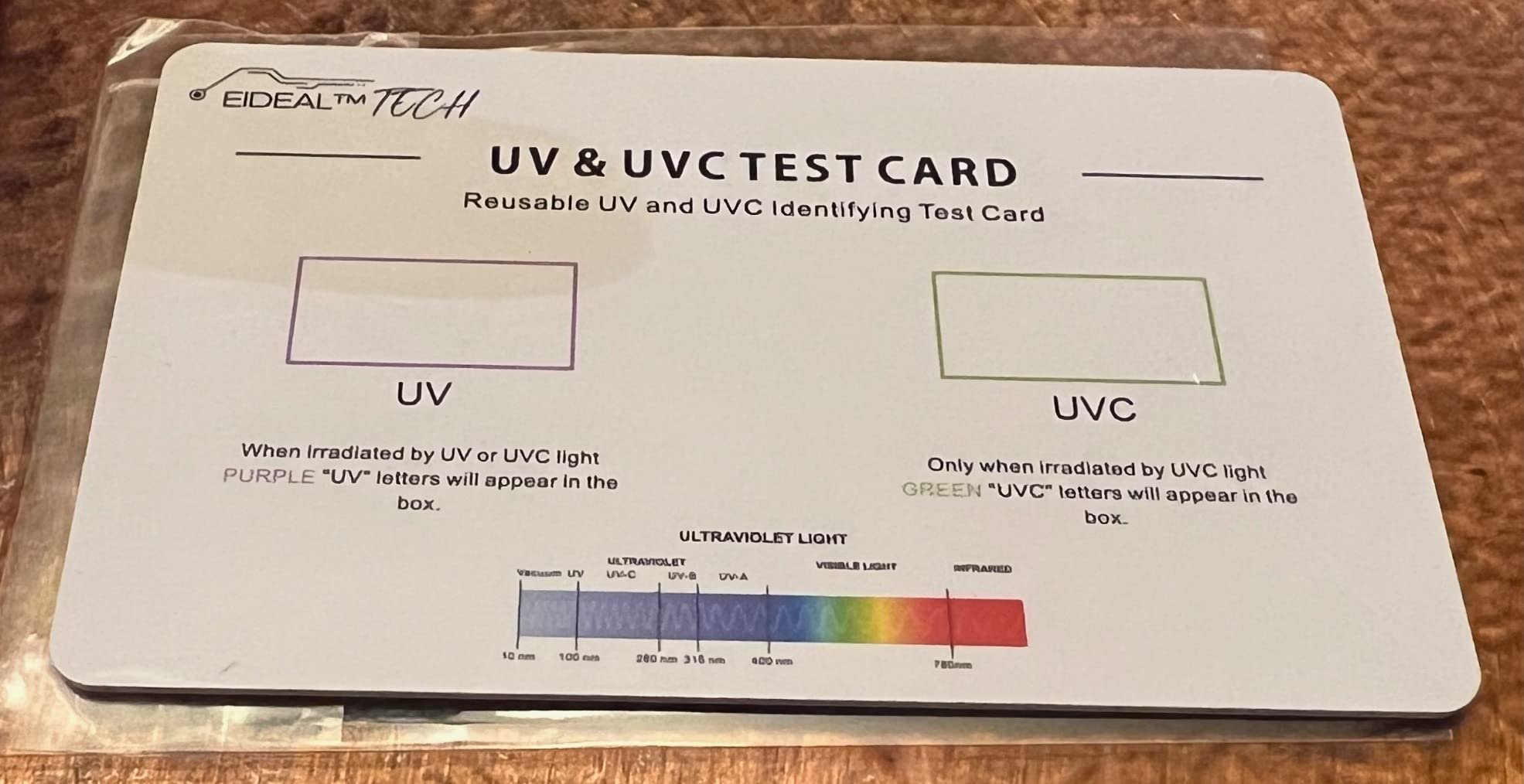 EIDEAL UV & UVC Test Card & UV Intensity Test Card | 3-in-1 UV Test Card | UVA & UVC Light Identifying Card | UV Bulb & LED Intensity Reading Card | UV Dosage Indicator Card | UVB Tester customer photo 1