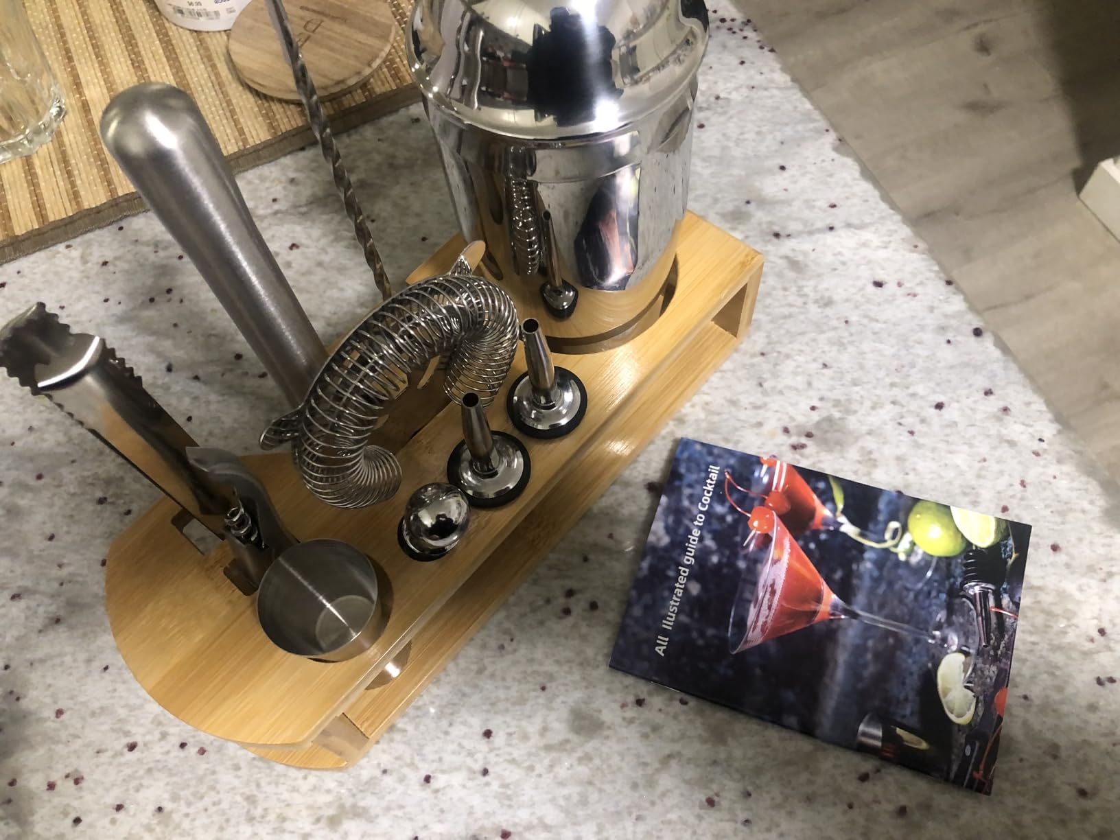 Cocktail Shaker Set Bartender Kit : 12-Piece Bar Tool Set with Bamboo Stand | Bar Set with All Practical Bar Accessories, for Drink Mixing, Bar, Home, Lounge & Party (Silver) customer photo 2