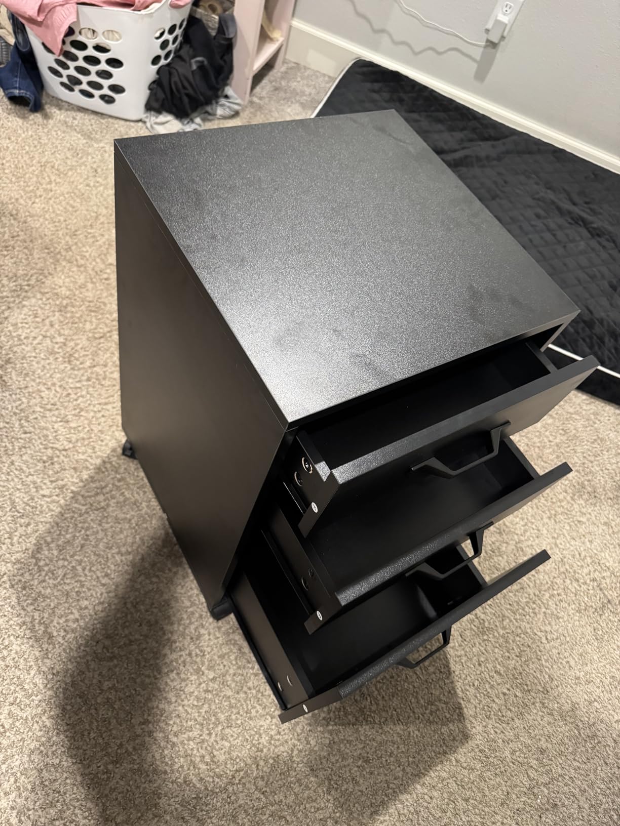 VASAGLE Lateral File Cabinet, Home Office Printer Stand, 2-Drawer Filing Cabinet, with Anti-tip Interlocking Mechanism, for A4, Letter-Size, Legal-Size Hanging Files, Rustic Brown and Ink Black customer photo 2