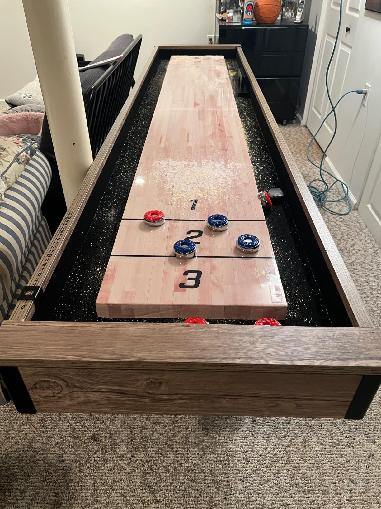 GoSports Premium 9 ft Shuffleboard Table with 8 Pucks, Shuffleboard Wax, and Brush customer photo 1