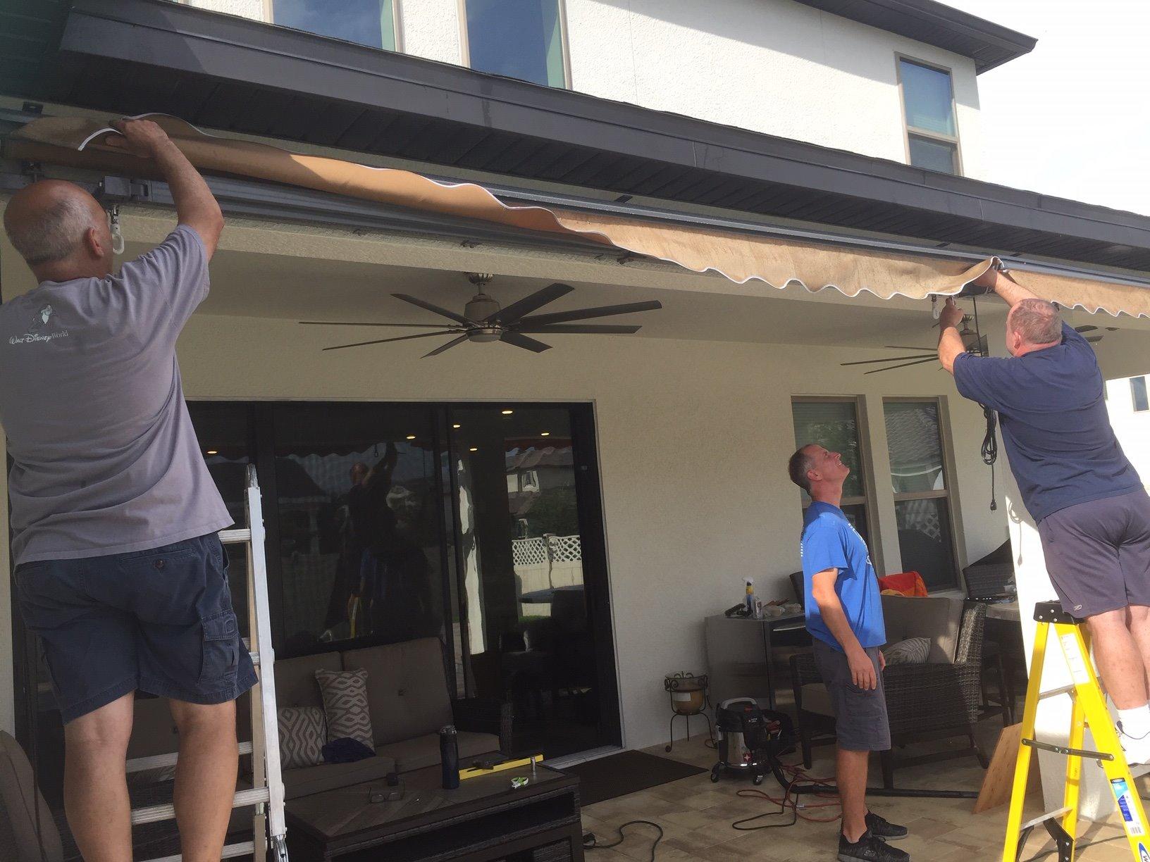 ADVANING Classic Series 16'X10' Electric Retractable Awning, 100% Acrylic UV+ Sun Shade Canopy, Light Taupe (Solid), EA1610-A013H customer photo 2