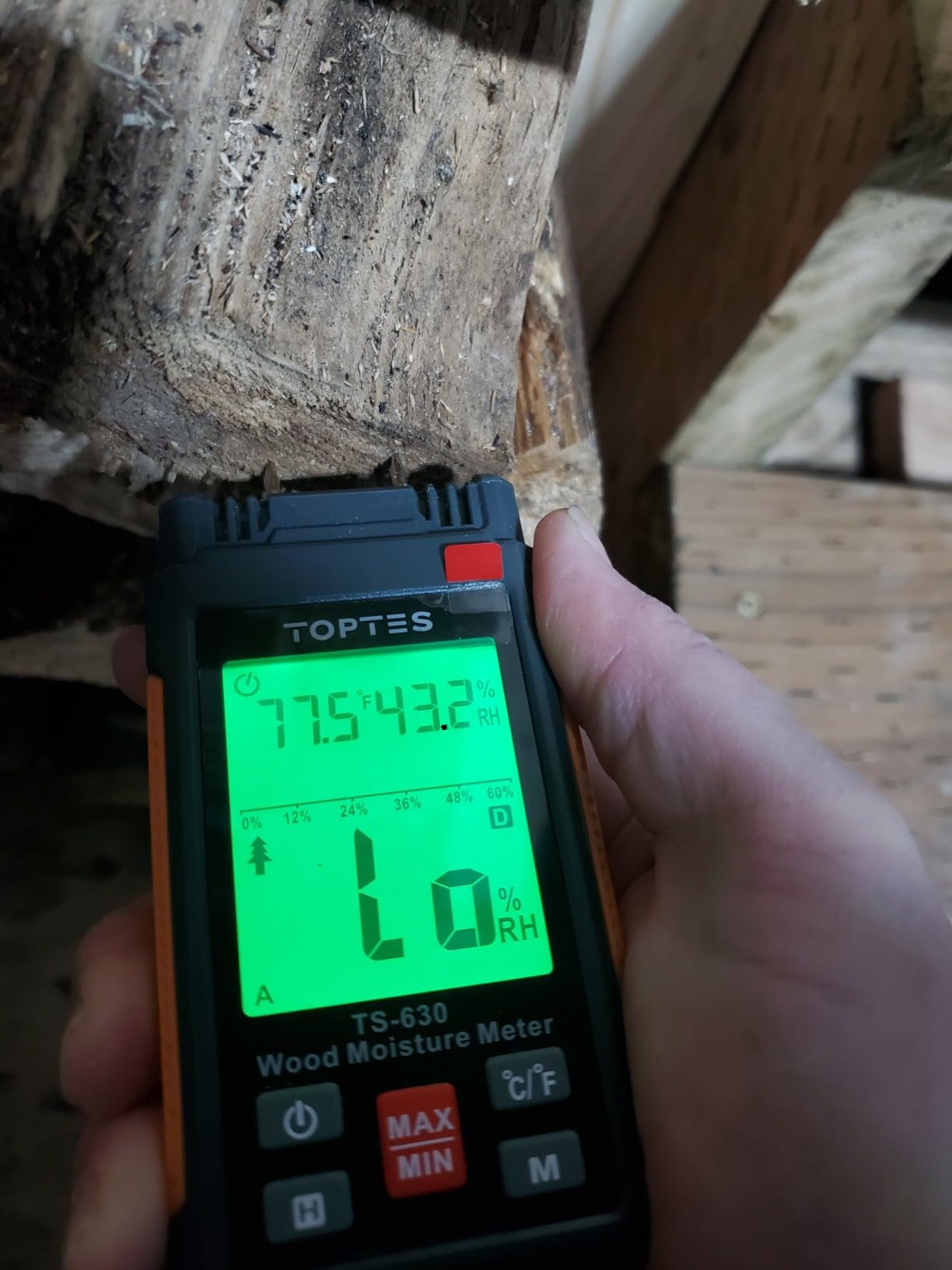 Wood Moisture Meter, TopTes Digital Moisture Meter TS-630, Handheld Humidity Tester with 2.25-inch LCD Display, Tricolor Backlight, Check The Dampness Level on Firewood/Drywall - Orange customer photo 2