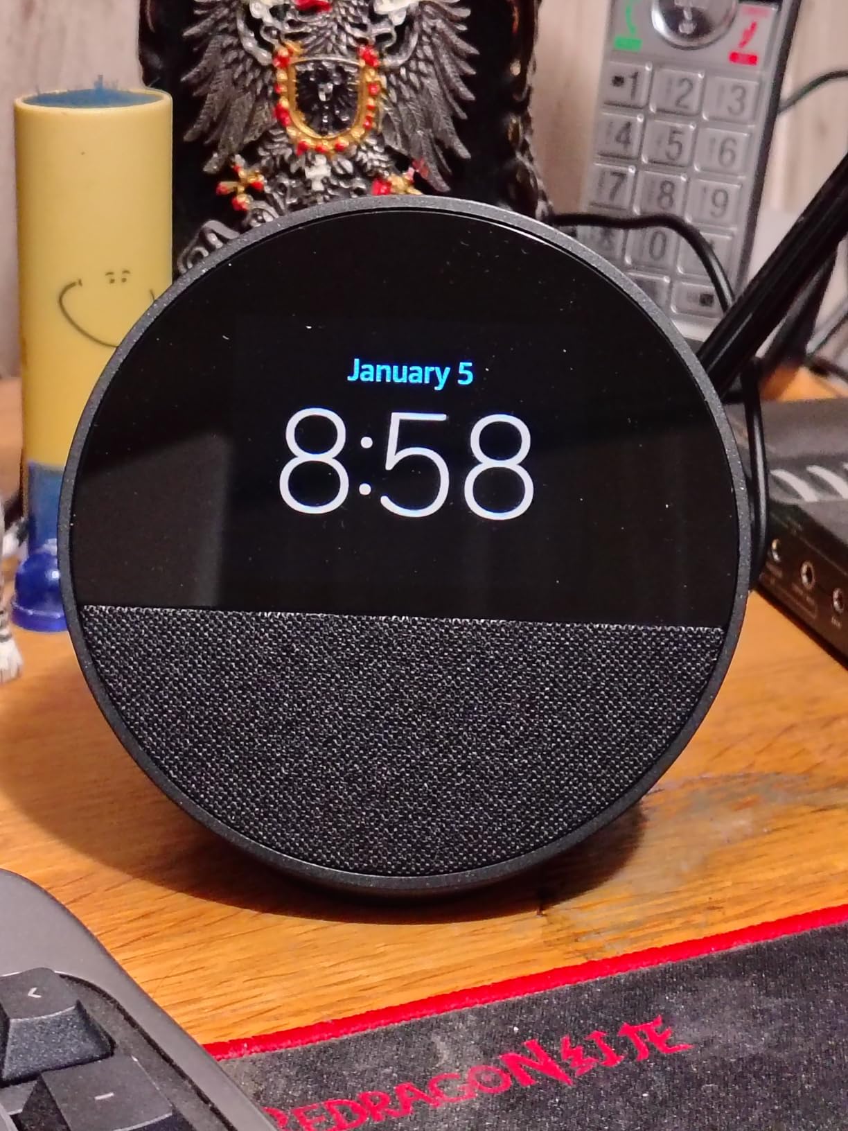 Echo Spot (newest model), Great for nightstands, offices and kitchens, Smart alarm clock, Designed for Alexa+, Ocean Blue customer photo 1