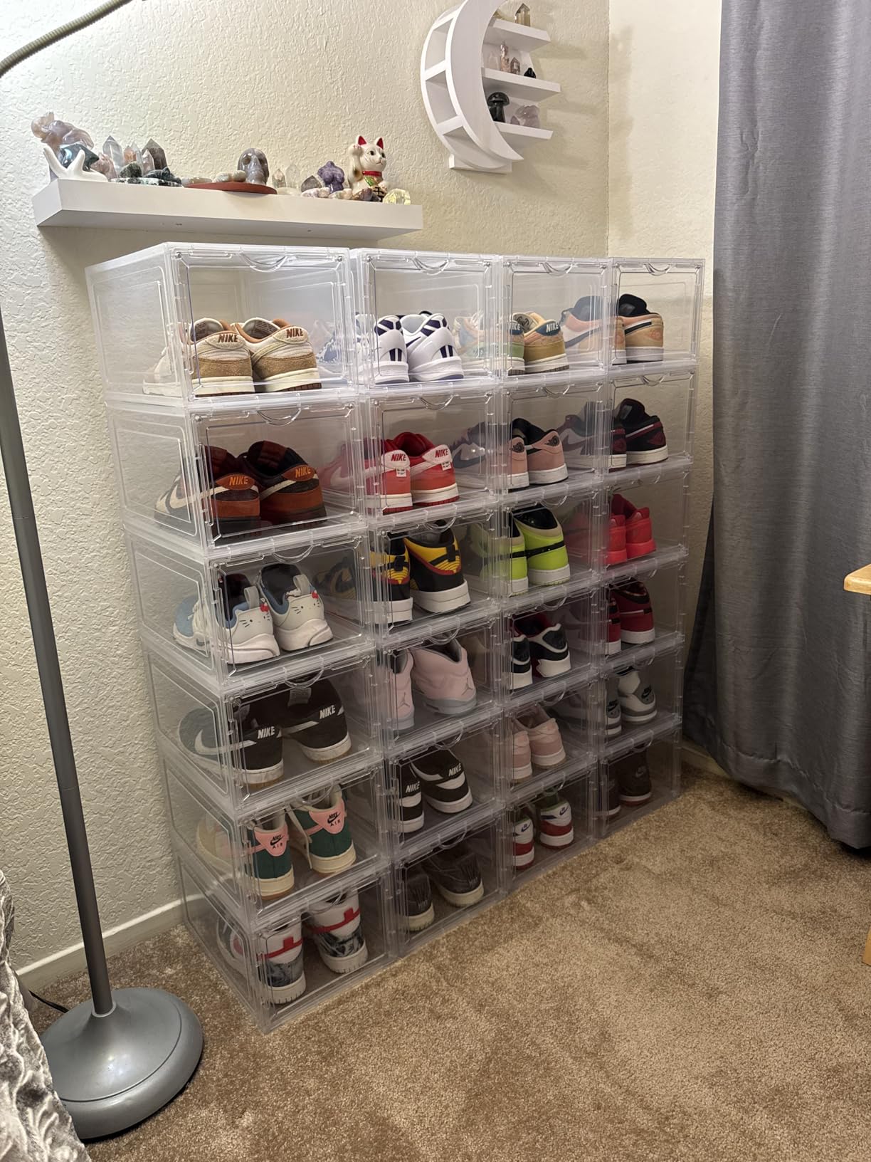 Clemate Upgraded X-Large Shoe Organizer,Shoe Storage Organizer,12 Pack,Shoe Box Clear Plastic Stackable,Drop Front Shoe Box with Clear Door, Shoe Containers For Sneaker Display,Fit up to US Size13 customer photo 1