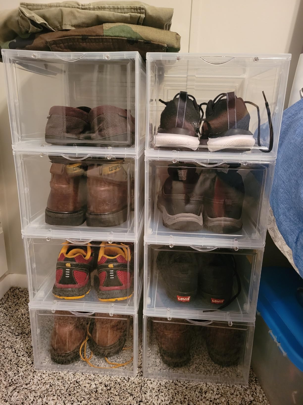 Clemate Upgraded X-Large Shoe Organizer,Shoe Storage Organizer,12 Pack,Shoe Box Clear Plastic Stackable,Drop Front Shoe Box with Clear Door, Shoe Containers For Sneaker Display,Fit up to US Size13 customer photo 2