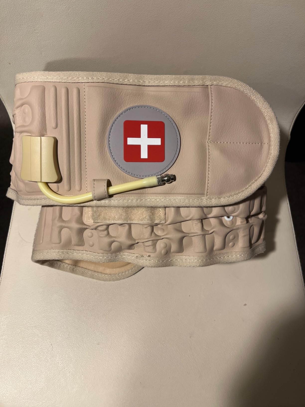 Decompression Back Belt - Lumbar Support Belt for Men & Women Lower Back Pain Relief, Back Traction Device Fits Waist Size 29-49 Inches (Beige) customer photo 1