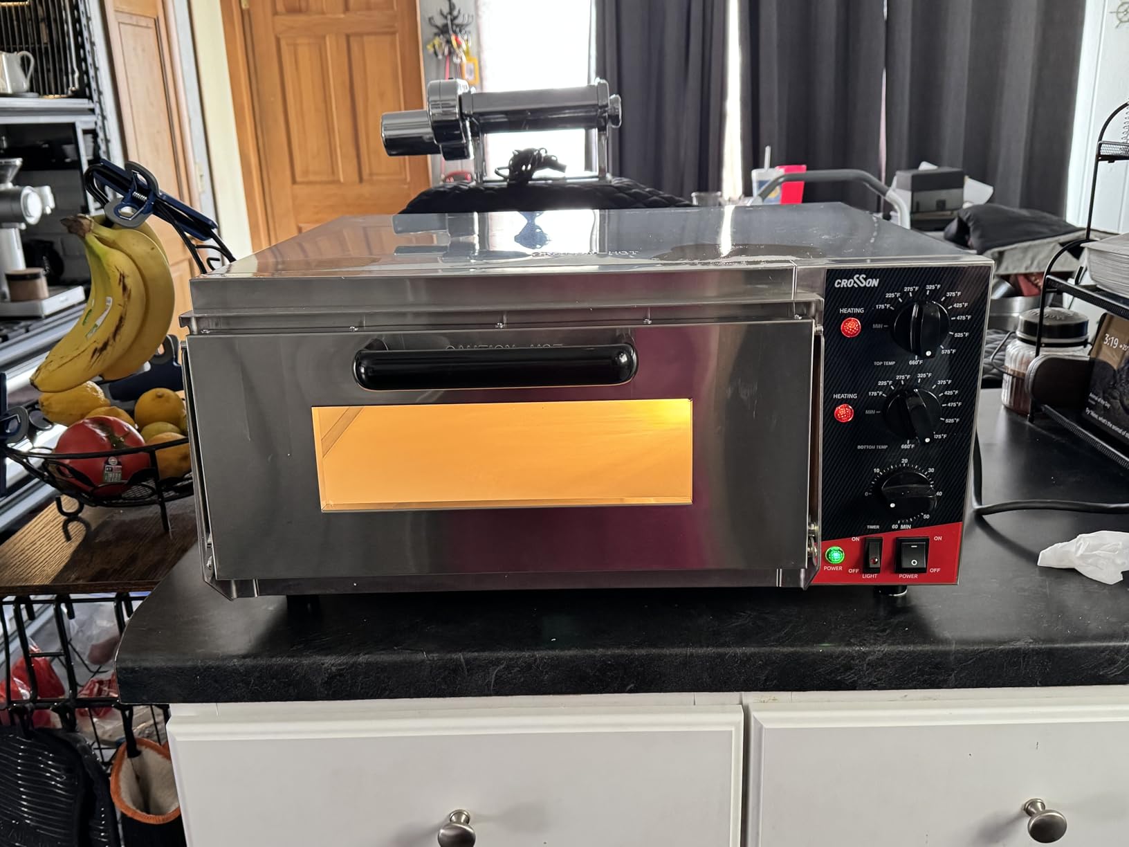 CROSSON ETL listed Commercial 16 inch Countertop Electric Pizza Oven with pizza stone, Multipurpose Indoor Pizza oven for Restaurant use, 120V/1800W customer photo 1