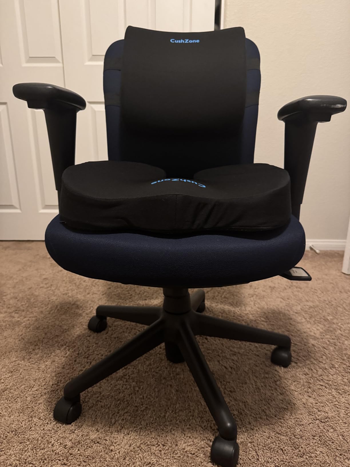 Ergonomic Seat Cushion & Lumbar Support Pillow - Memory Foam for Sciatica Pain Relief & Posture Correction, Non-Slip Chair Cushions for Office Chair/Car/Wheelchair/Travel (Black) customer photo 1