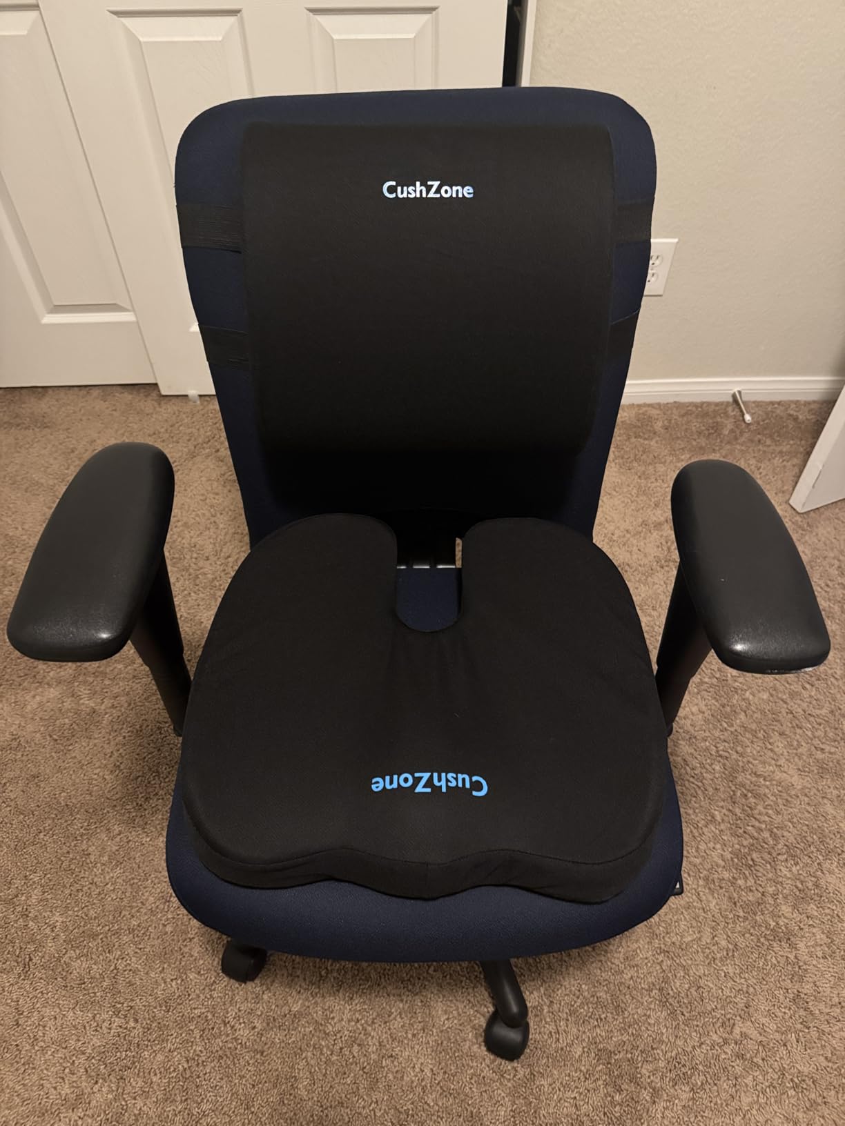 Ergonomic Seat Cushion & Lumbar Support Pillow - Memory Foam for Sciatica Pain Relief & Posture Correction, Non-Slip Chair Cushions for Office Chair/Car/Wheelchair/Travel (Black) customer photo 2