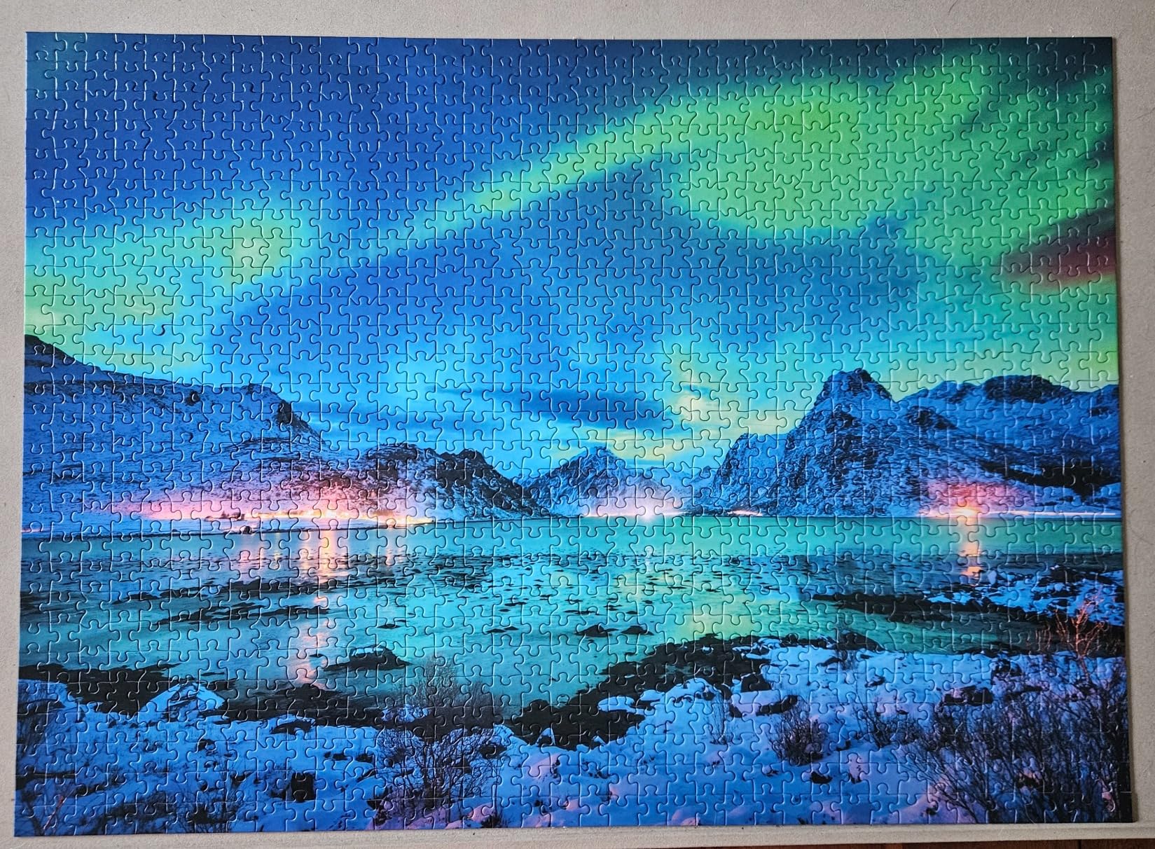 MyPuzzle Aurora Borealis Over Sea Coast, Lights At Night. Northern Lights On Lofoten Islands, Norway - Premium 1000 Piece Jigsaw Puzzle for Adults customer photo 1