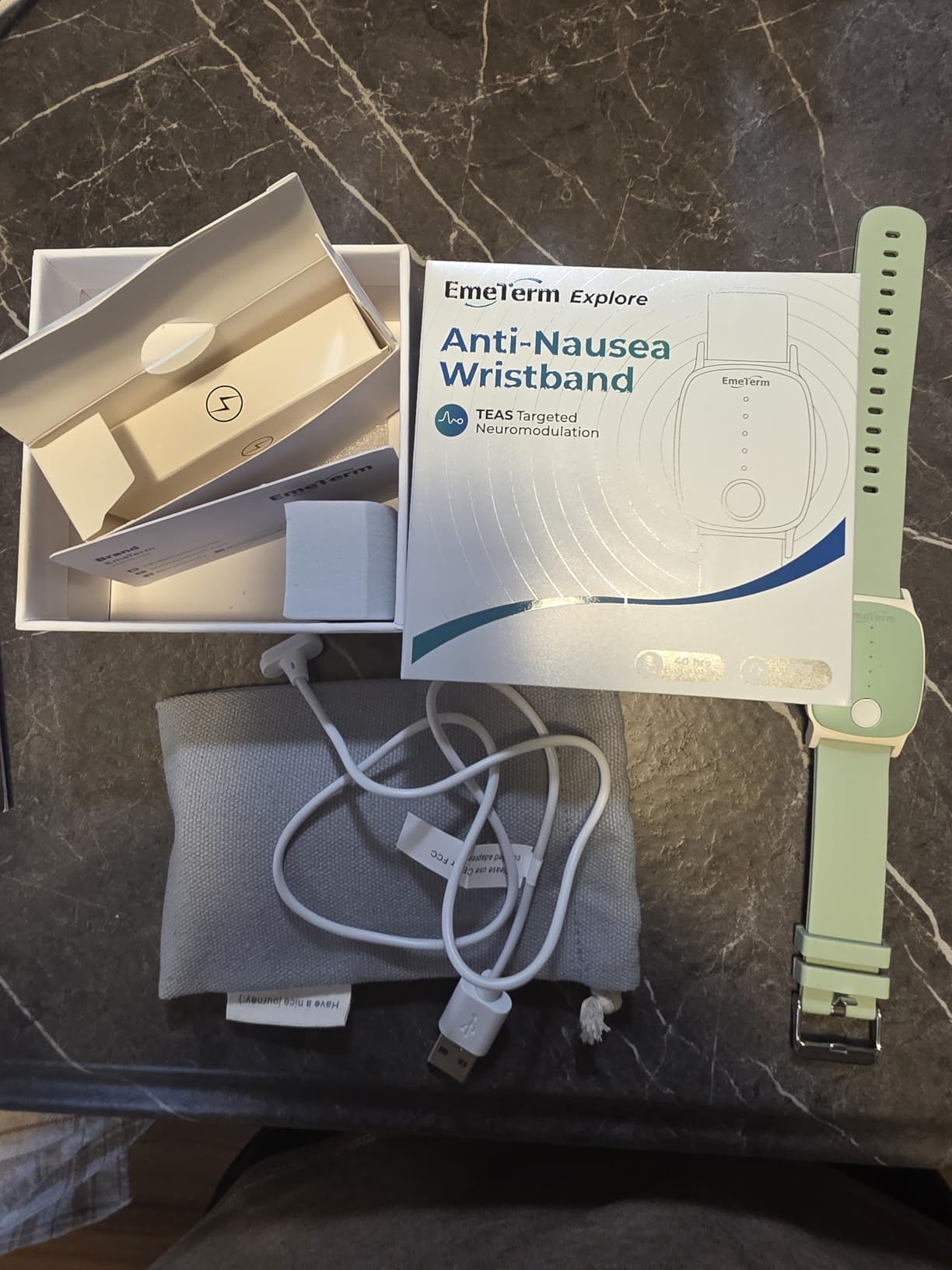 EmeTerm Explore FDA-Cleared Anti-Nausea Wristband IP67 Waterproof Morning Motion Sickness Relief Band Rechargeable Classic Strap Design Drug Free Non-drowsy Without Side Effects Navy Blue customer photo 1