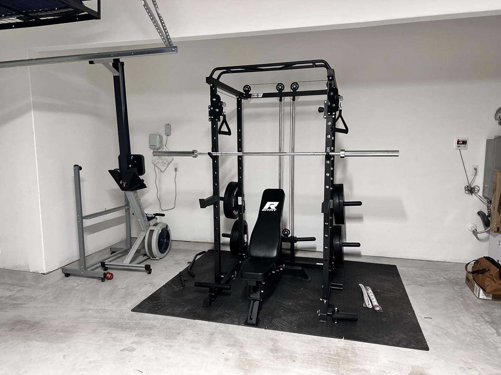 RitFit Multi-Function Garage & Home Gym Package Includes 1200LBS Power Cage PPC03/P3 with Cable Crossover System, Weight Bench, Olympic Barbell Weight Set, Full Body Workout customer photo 1